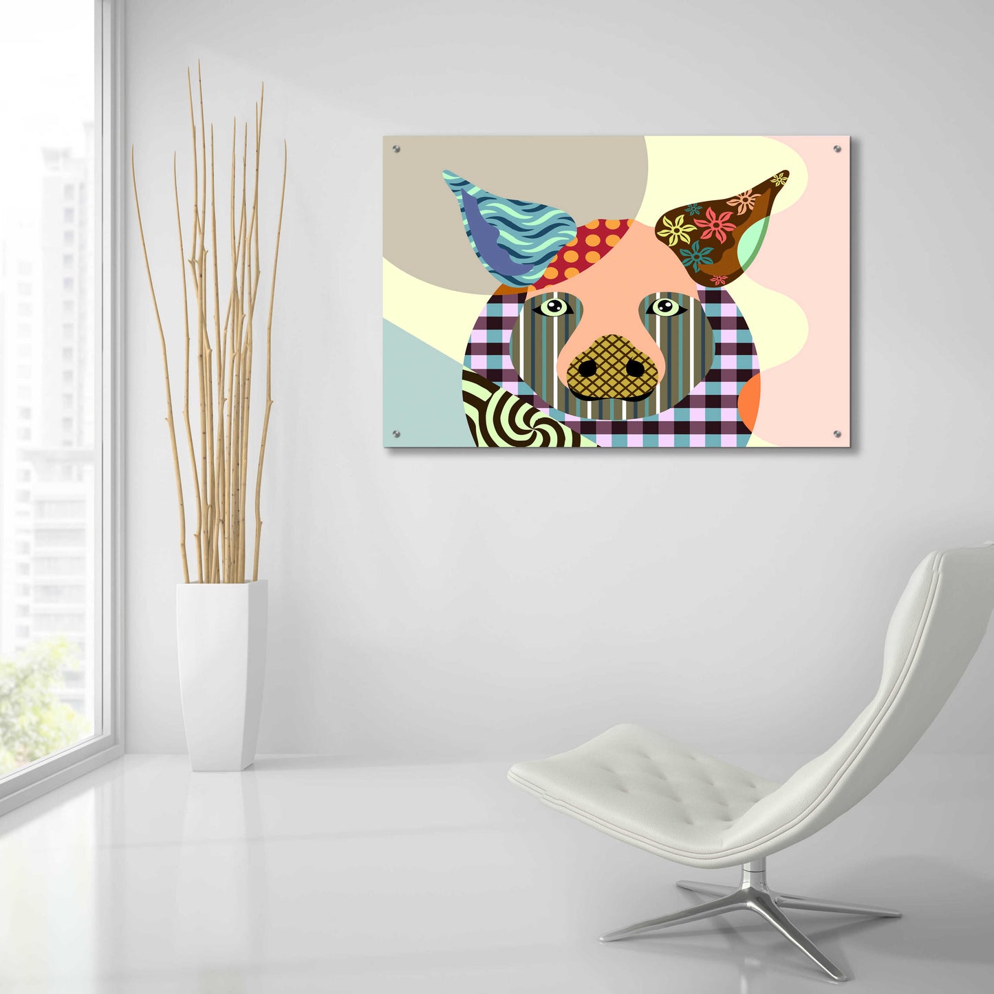 Epic Art 'Piggy' by Lanre Adefioyue, Acrylic Glass Wall Art,36x24