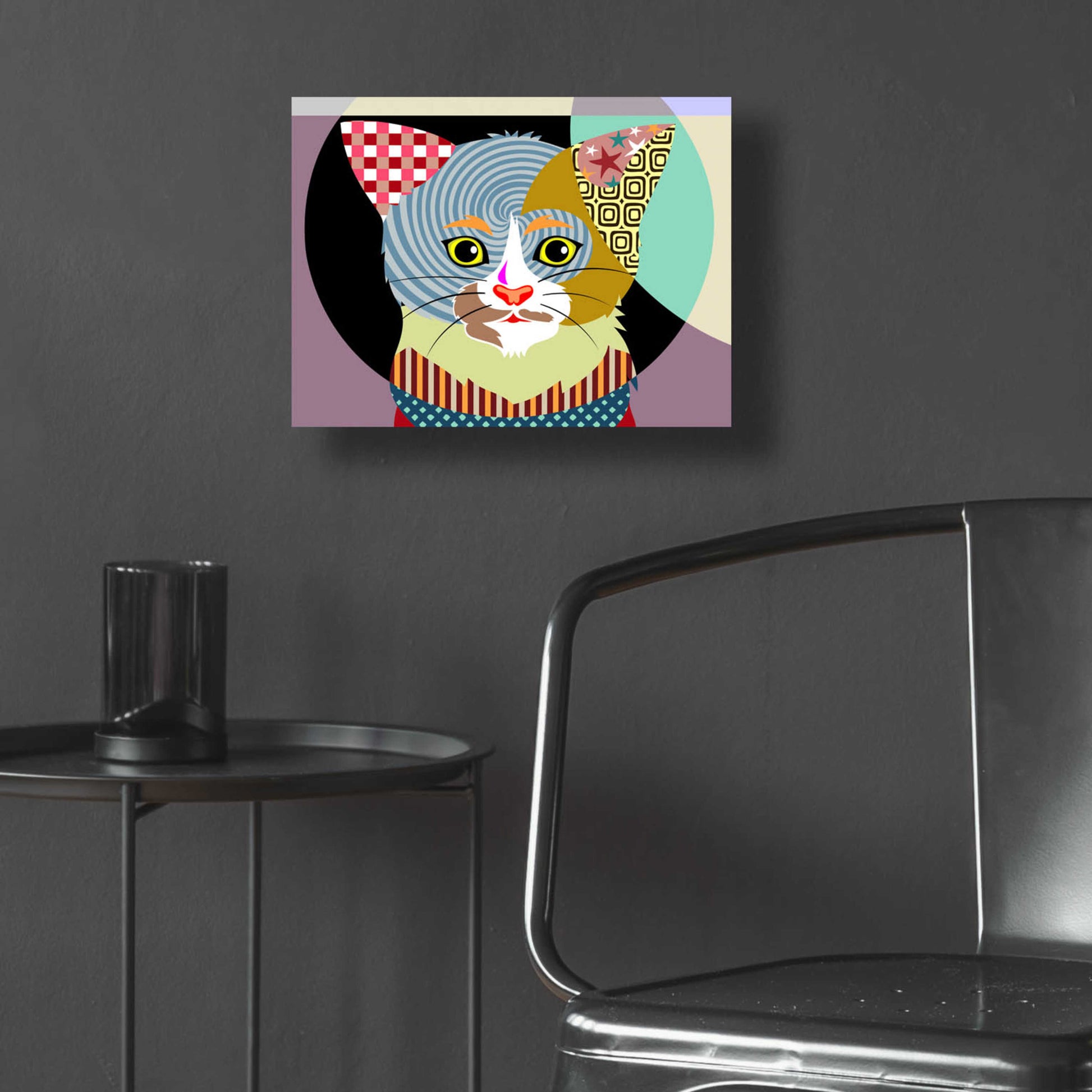 Epic Art 'Spectrum Cat' by Lanre Adefioyue, Acrylic Glass Wall Art,16x12