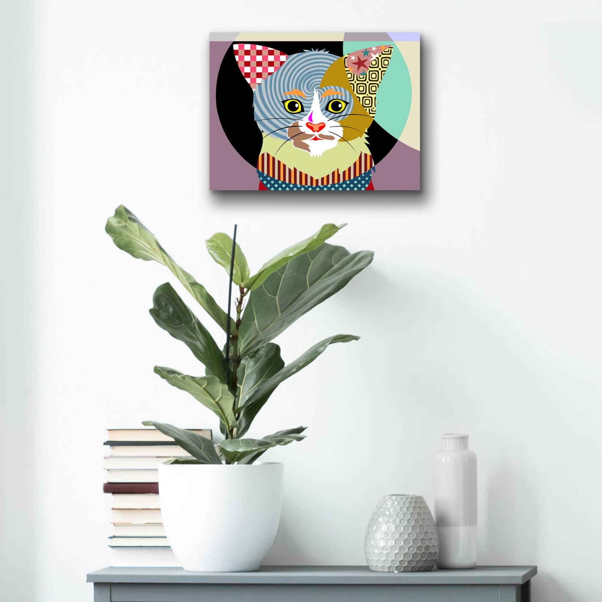 Epic Art 'Spectrum Cat' by Lanre Adefioyue, Acrylic Glass Wall Art,16x12