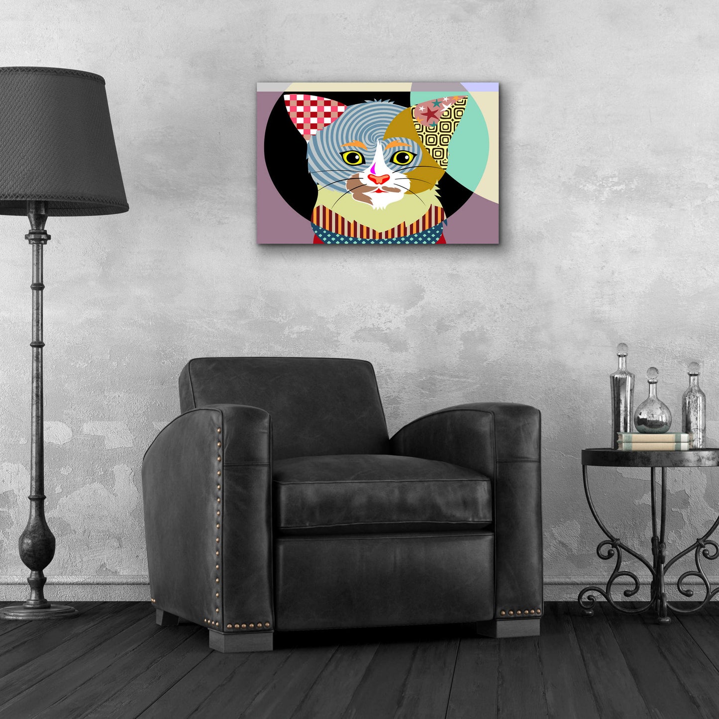 Epic Art 'Spectrum Cat' by Lanre Adefioyue, Acrylic Glass Wall Art,24x16