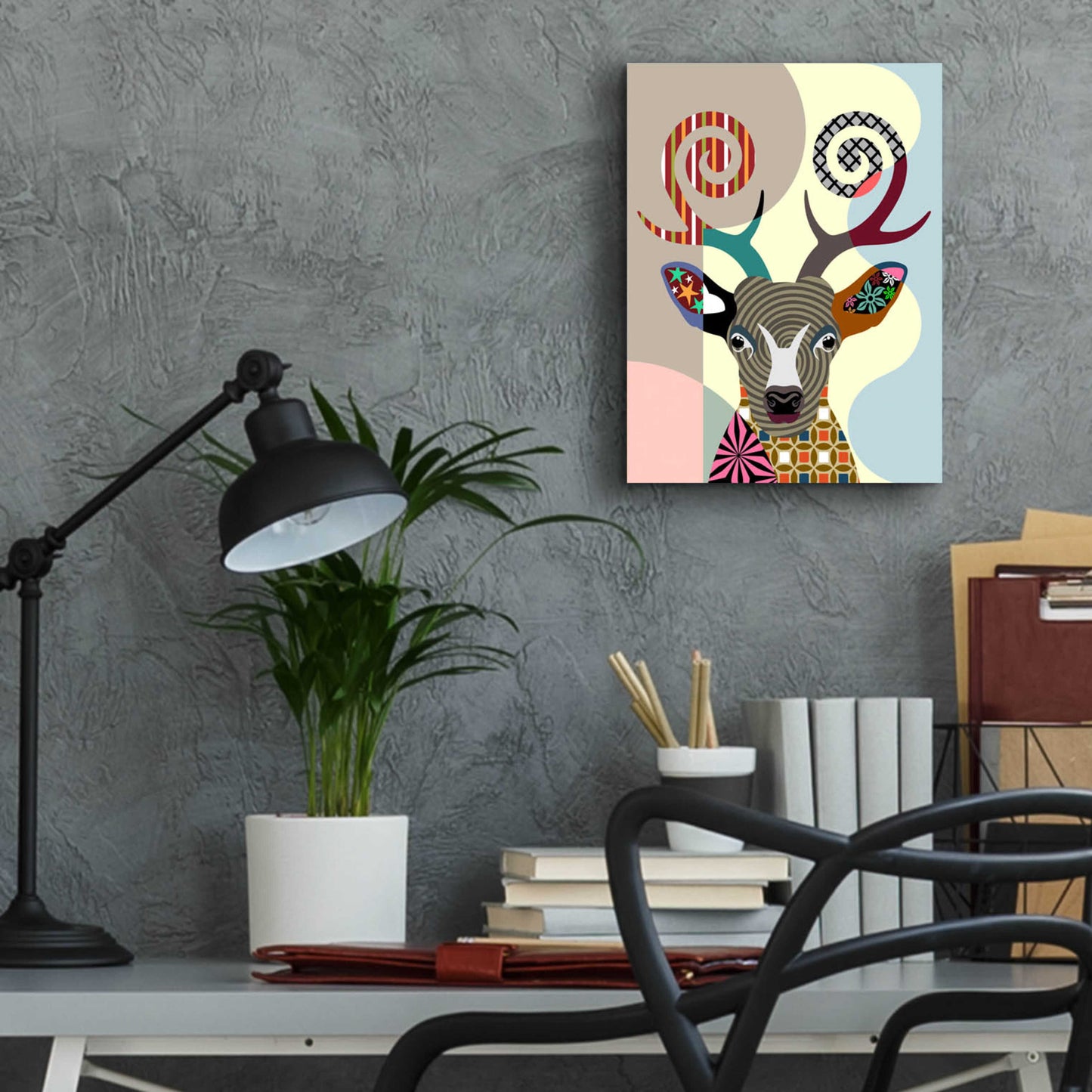 Epic Art 'Spectrum Deer' by Lanre Adefioyue, Acrylic Glass Wall Art,12x16