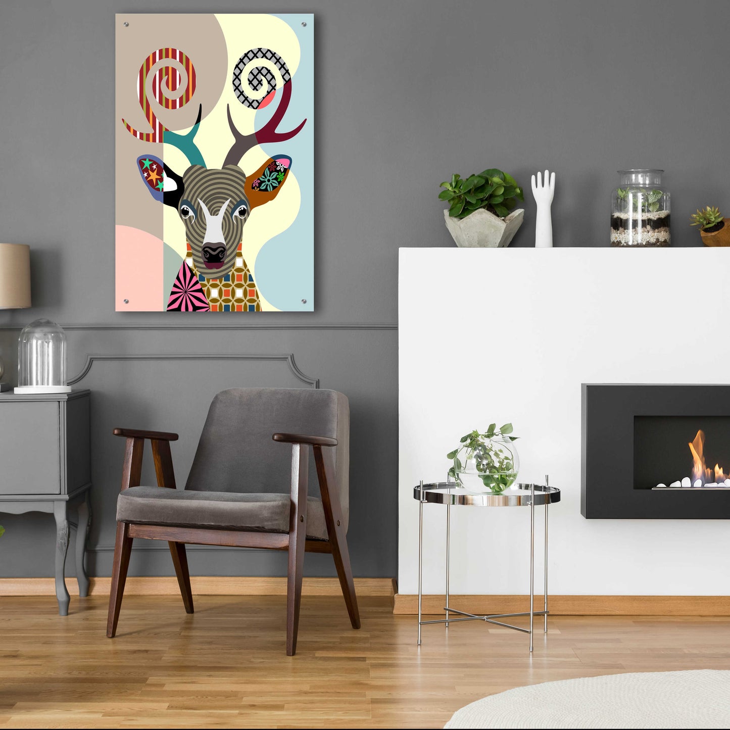 Epic Art 'Spectrum Deer' by Lanre Adefioyue, Acrylic Glass Wall Art,24x36