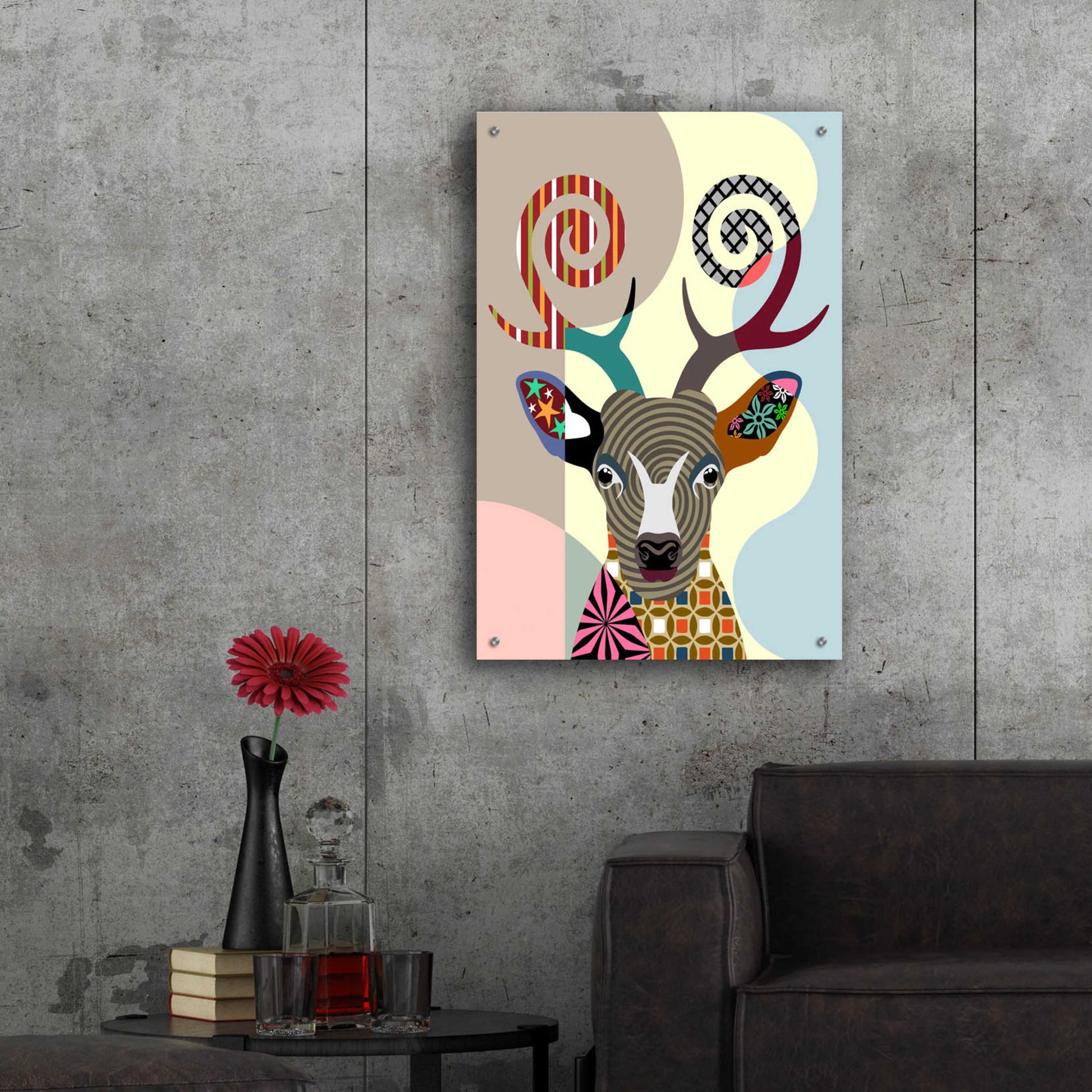 Epic Art 'Spectrum Deer' by Lanre Adefioyue, Acrylic Glass Wall Art,24x36