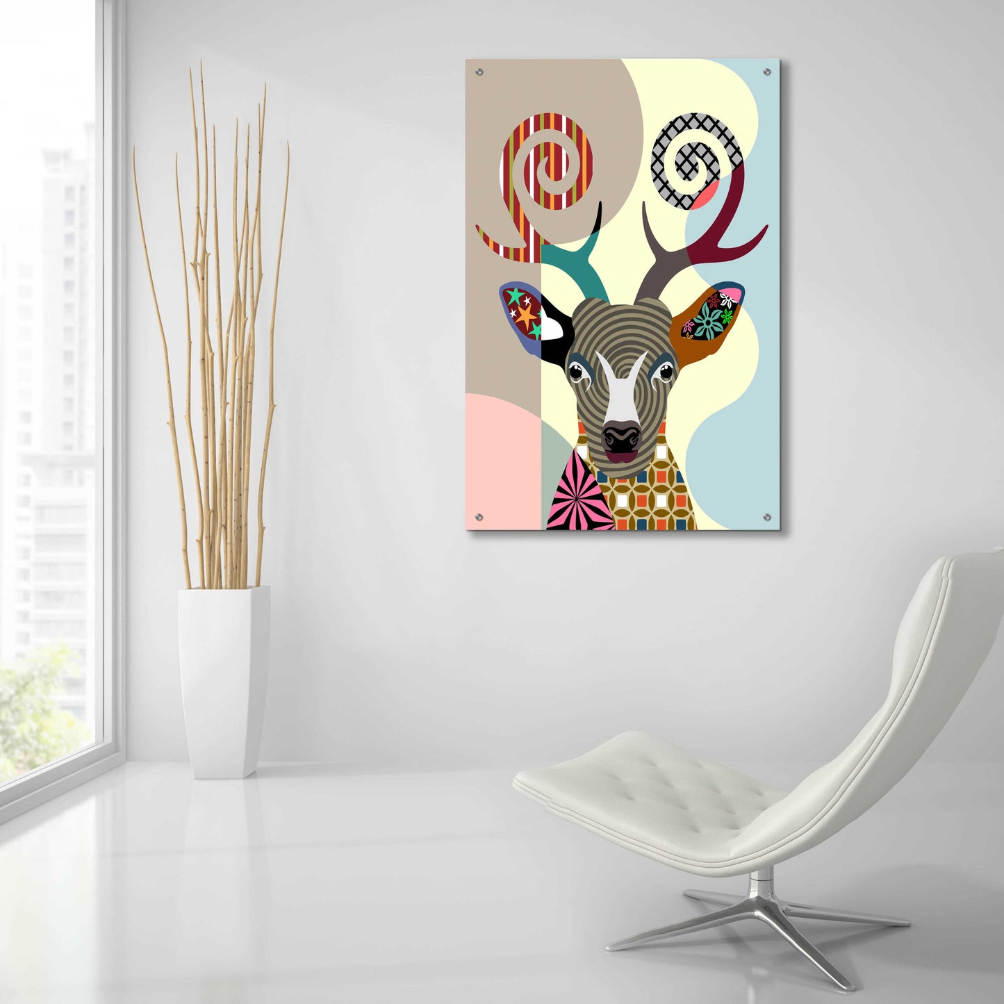 Epic Art 'Spectrum Deer' by Lanre Adefioyue, Acrylic Glass Wall Art,24x36