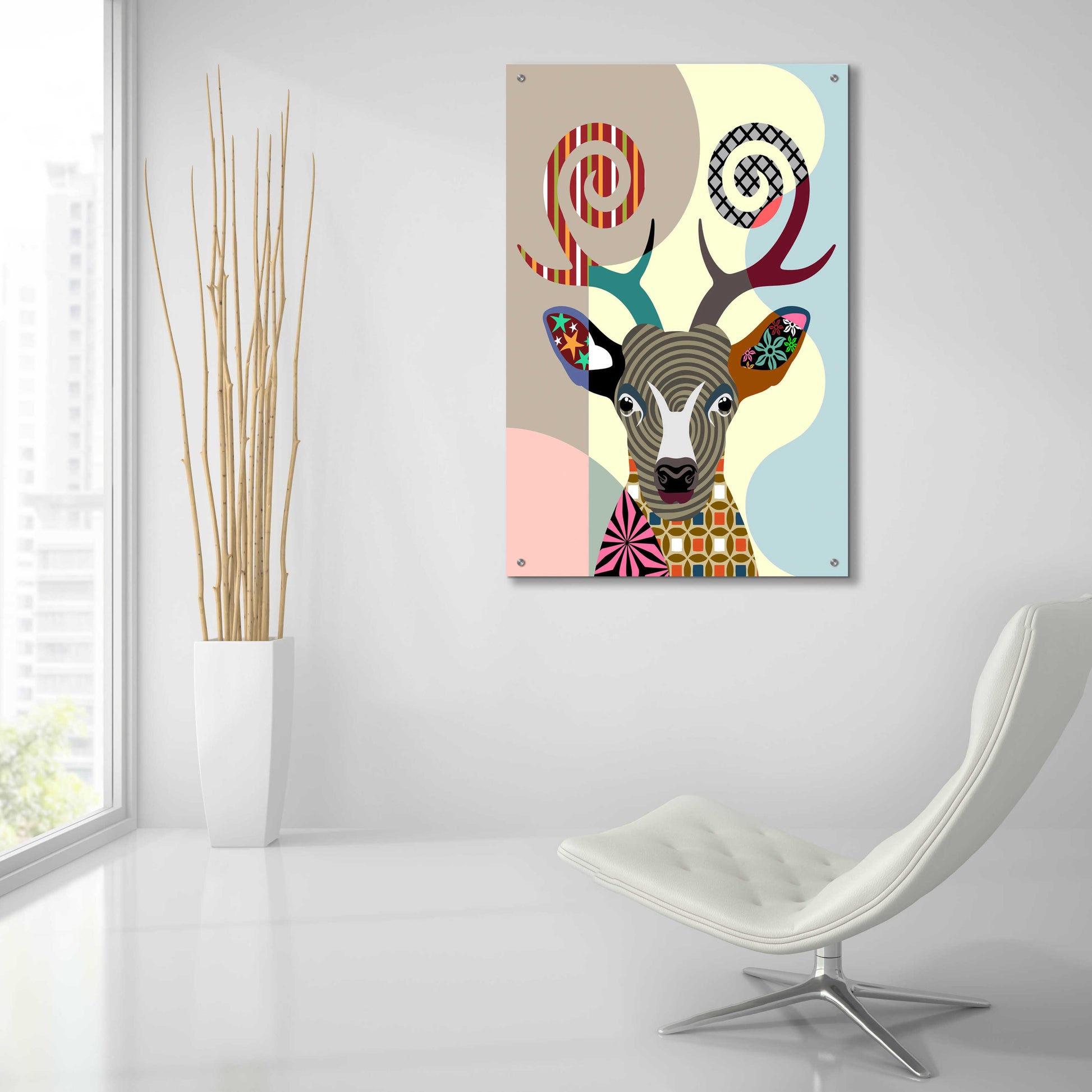 Epic Art 'Spectrum Deer' by Lanre Adefioyue, Acrylic Glass Wall Art,24x36