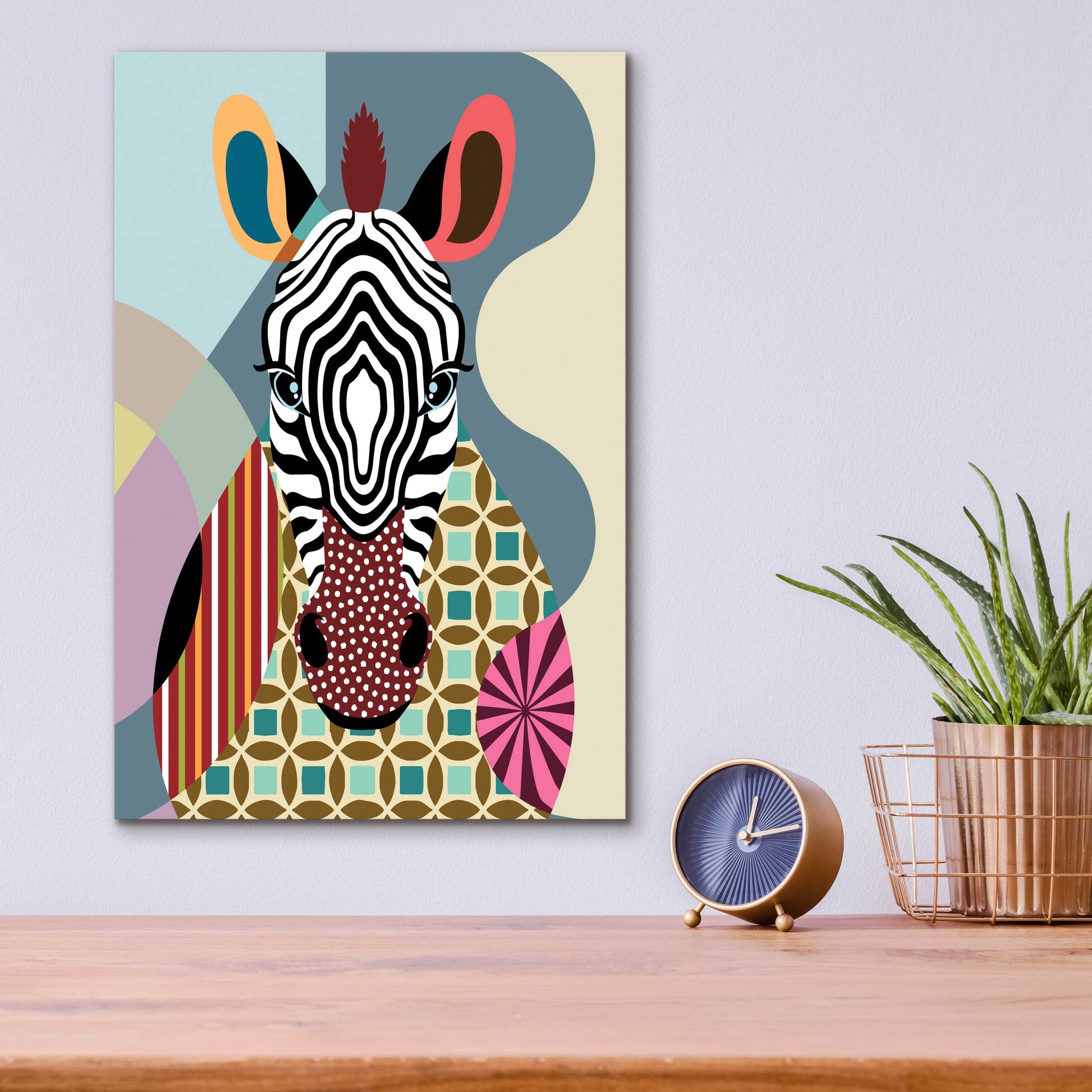 Epic Art 'Spectrum Zebra' by Lanre Adefioyue, Acrylic Glass Wall Art,12x16