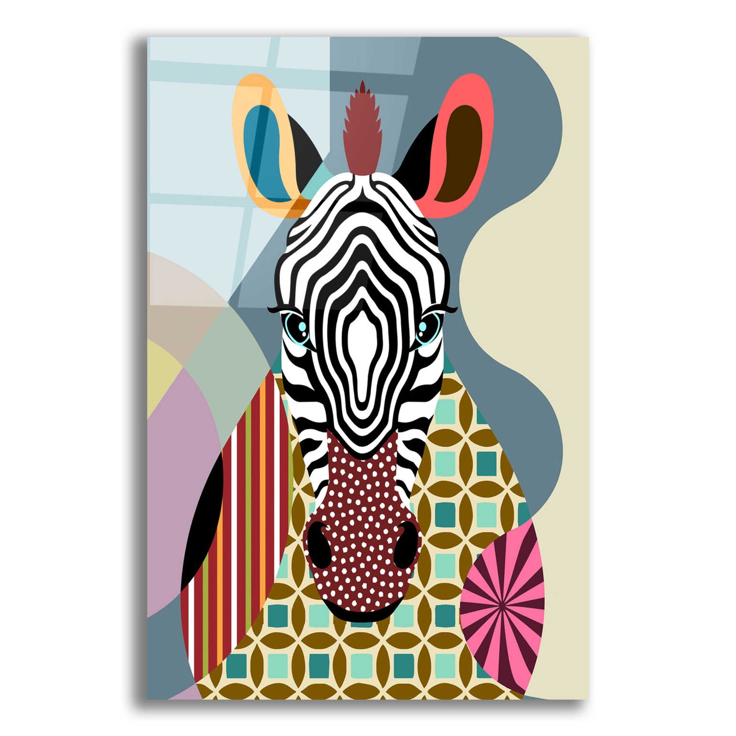 Epic Art 'Spectrum Zebra' by Lanre Adefioyue, Acrylic Glass Wall Art,12x16