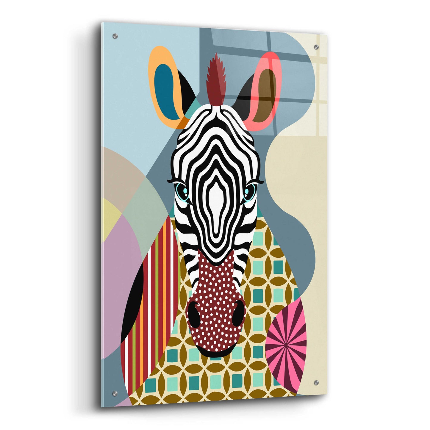 Epic Art 'Spectrum Zebra' by Lanre Adefioyue, Acrylic Glass Wall Art,24x36