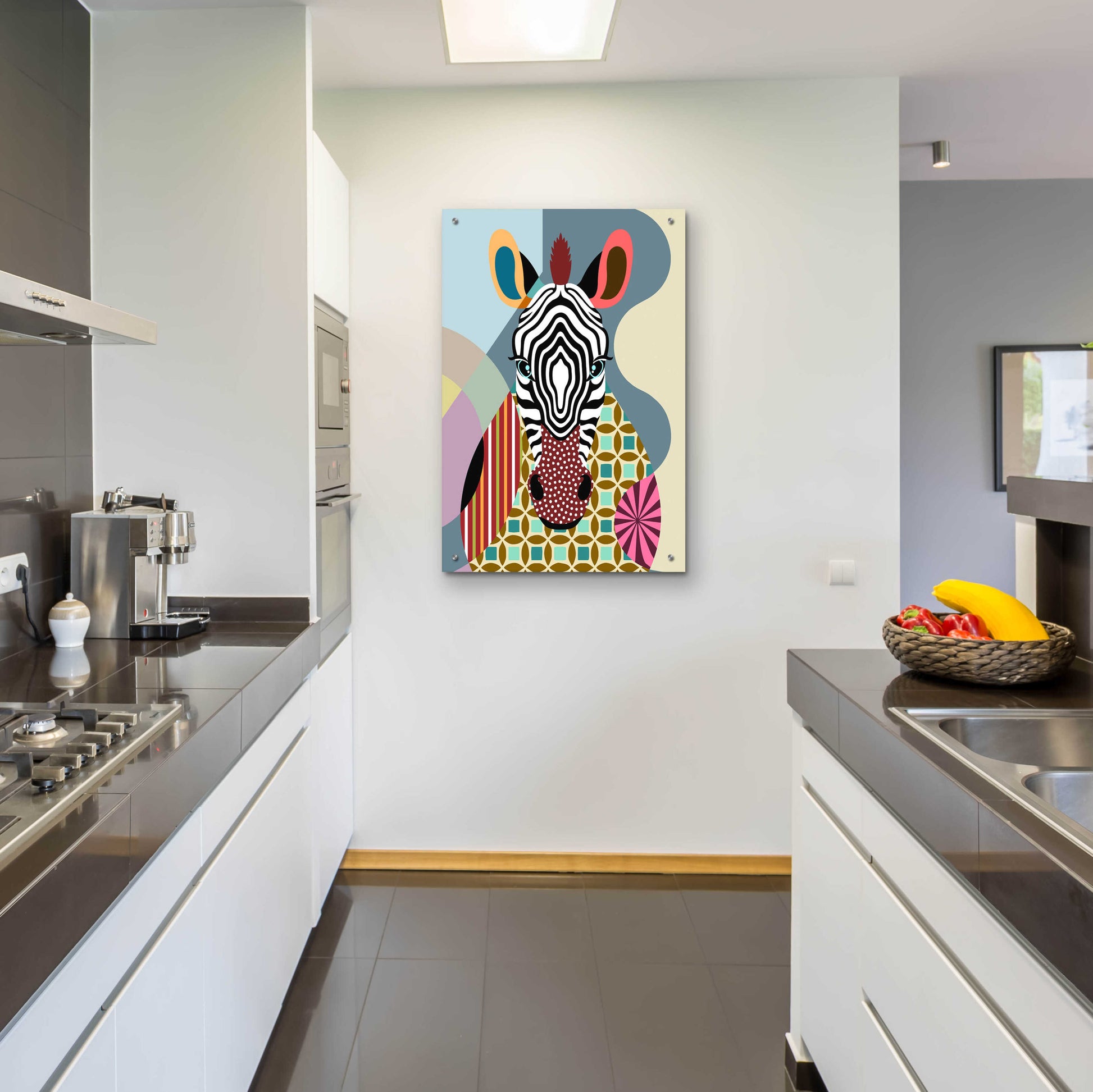 Epic Art 'Spectrum Zebra' by Lanre Adefioyue, Acrylic Glass Wall Art,24x36