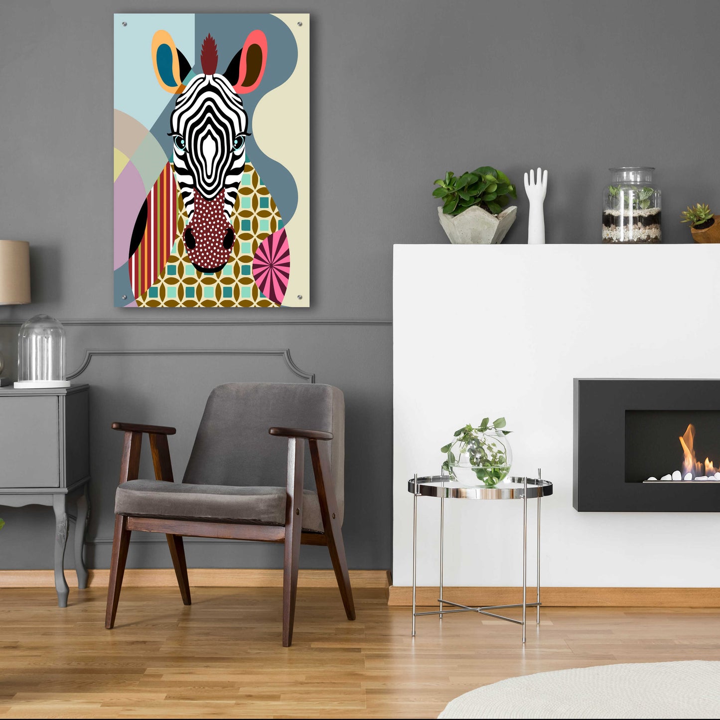 Epic Art 'Spectrum Zebra' by Lanre Adefioyue, Acrylic Glass Wall Art,24x36