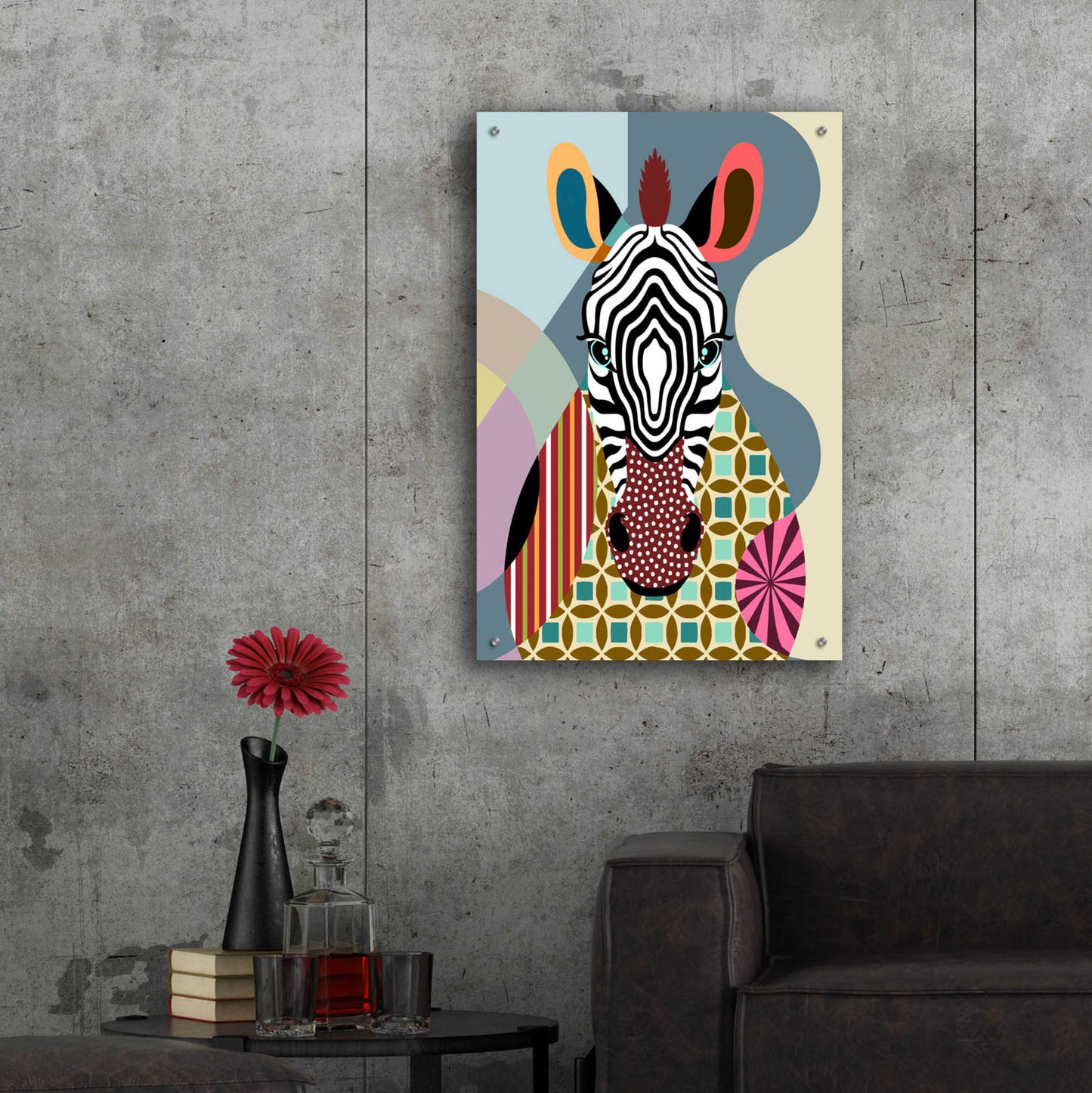 Epic Art 'Spectrum Zebra' by Lanre Adefioyue, Acrylic Glass Wall Art,24x36