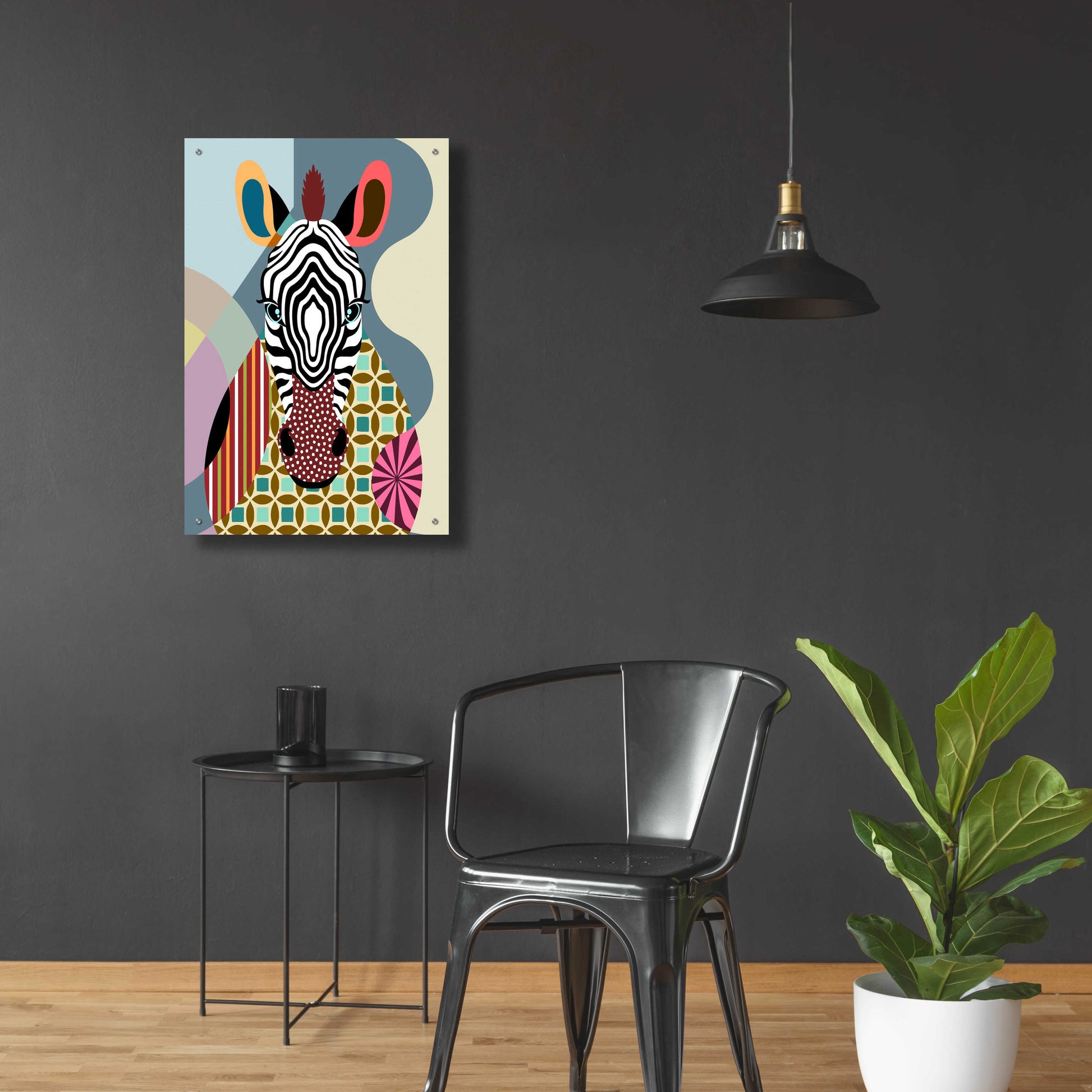 Epic Art 'Spectrum Zebra' by Lanre Adefioyue, Acrylic Glass Wall Art,24x36