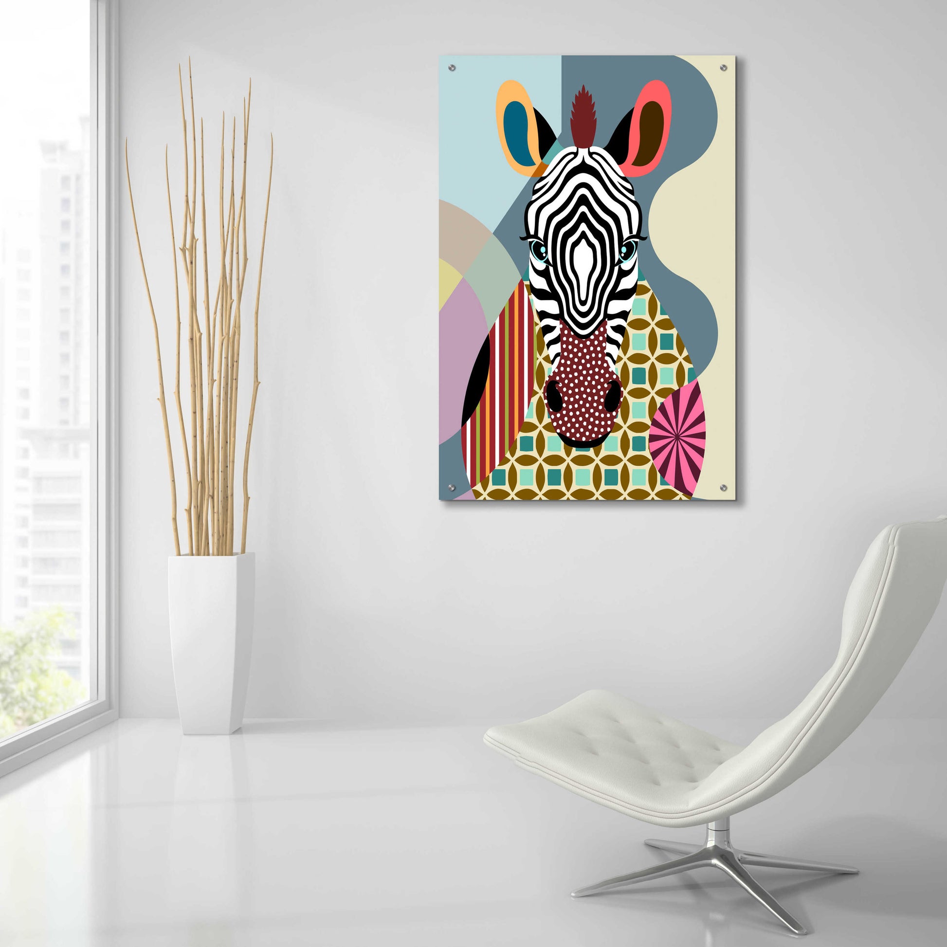 Epic Art 'Spectrum Zebra' by Lanre Adefioyue, Acrylic Glass Wall Art,24x36