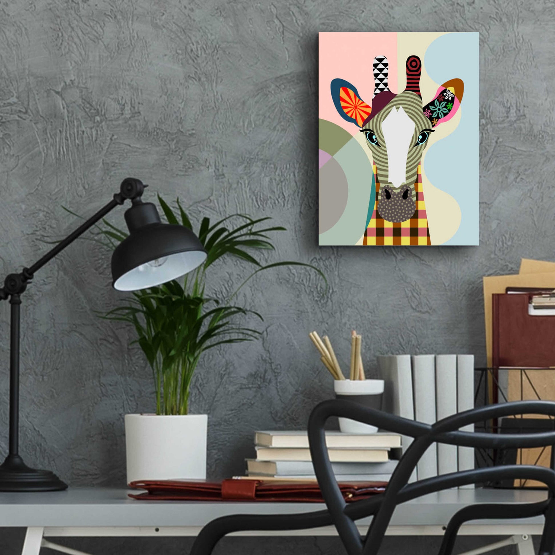 Epic Art 'Stand Tall Giraffe' by Lanre Adefioyue, Acrylic Glass Wall Art,12x16