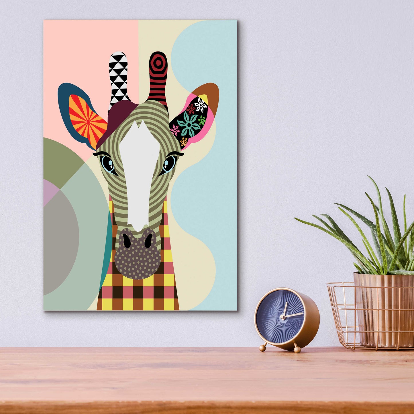 Epic Art 'Stand Tall Giraffe' by Lanre Adefioyue, Acrylic Glass Wall Art,12x16