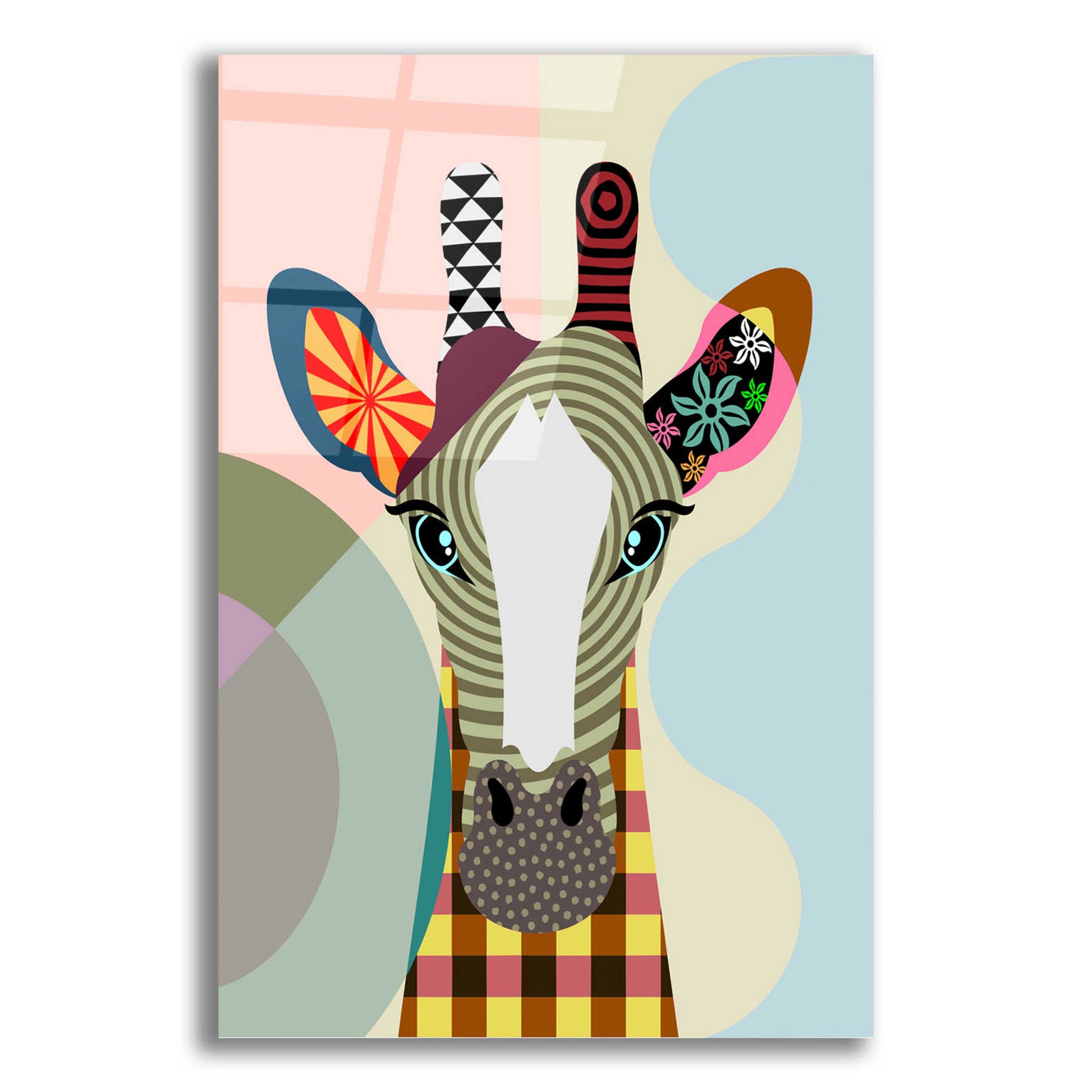 Epic Art 'Stand Tall Giraffe' by Lanre Adefioyue, Acrylic Glass Wall Art,12x16