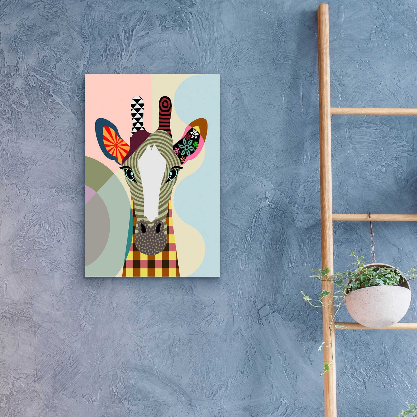 Epic Art 'Stand Tall Giraffe' by Lanre Adefioyue, Acrylic Glass Wall Art,16x24