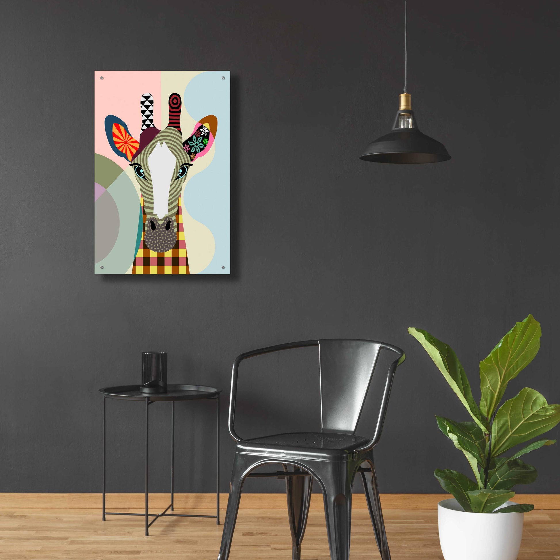 Epic Art 'Stand Tall Giraffe' by Lanre Adefioyue, Acrylic Glass Wall Art,24x36