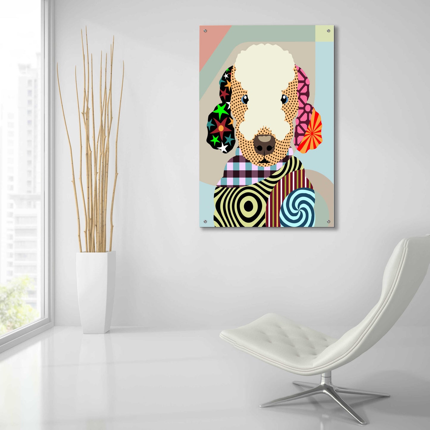 Epic Art 'Bedlington Terrier' by Lanre Adefioyue, Acrylic Glass Wall Art,24x36