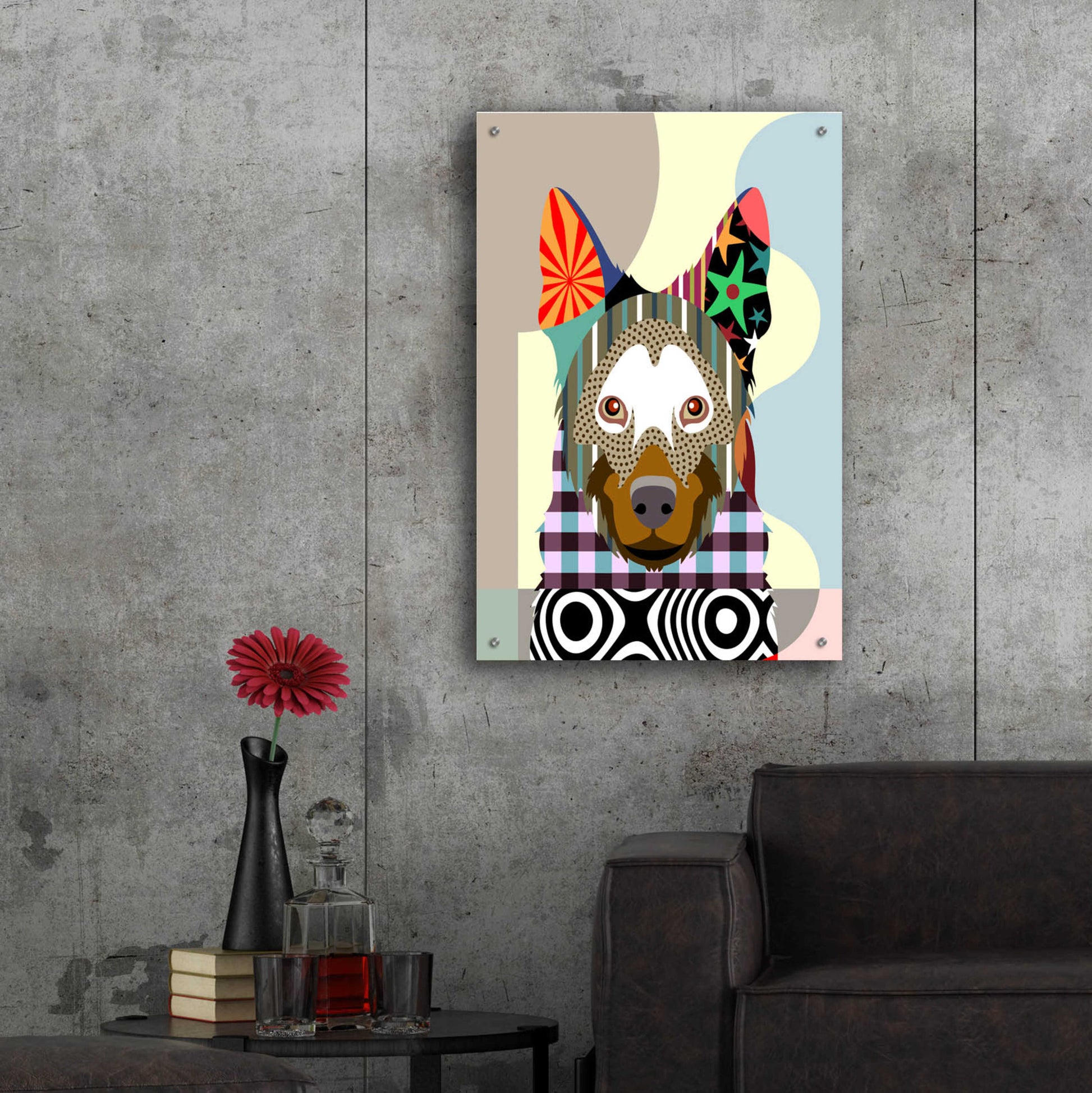 Epic Art 'Belgian Malinois' by Lanre Adefioyue, Acrylic Glass Wall Art,24x36