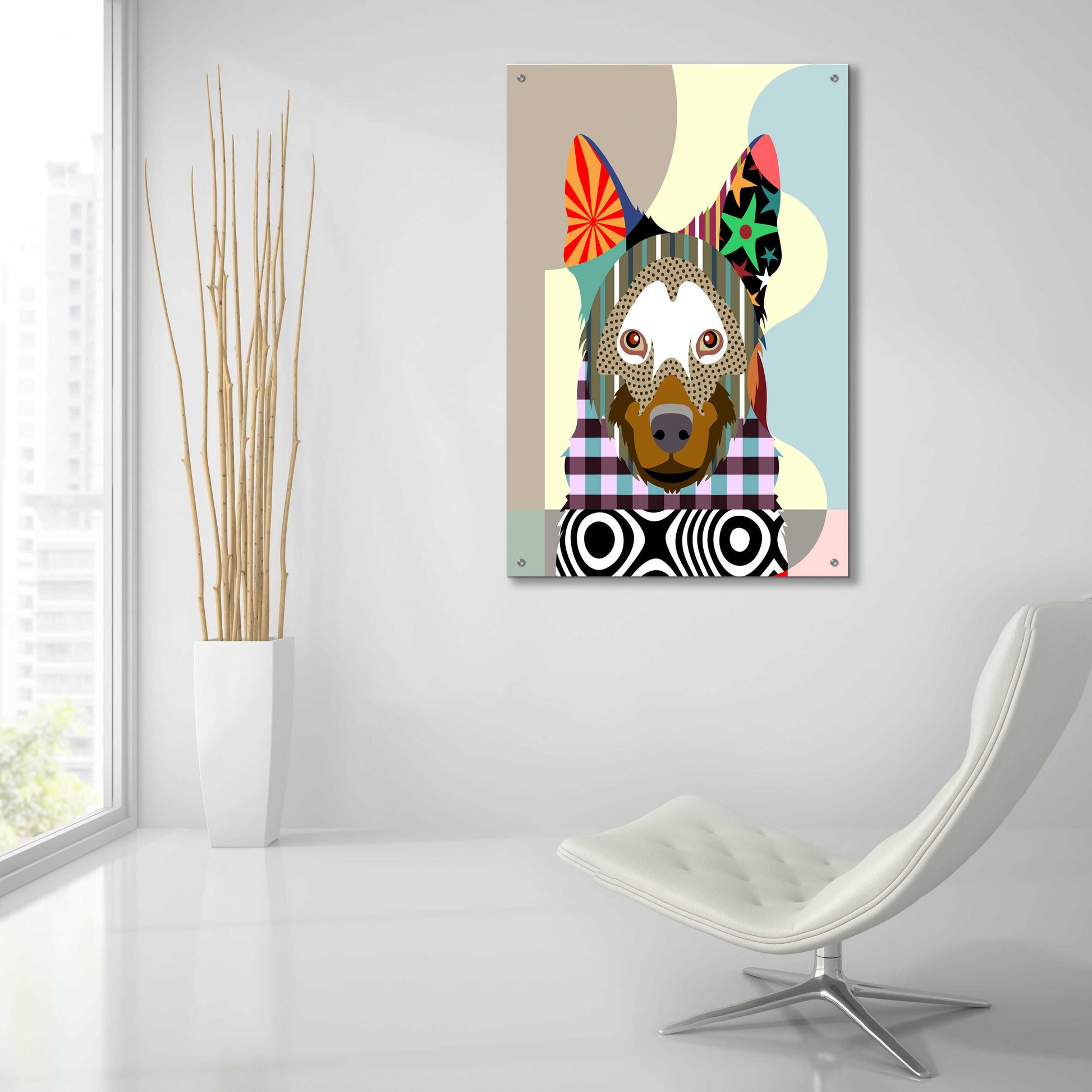 Epic Art 'Belgian Malinois' by Lanre Adefioyue, Acrylic Glass Wall Art,24x36