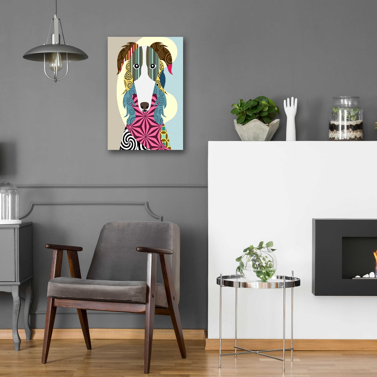 Epic Art 'Borzoi Russian Wolfhound' by Lanre Adefioyue, Acrylic Glass Wall Art,16x24