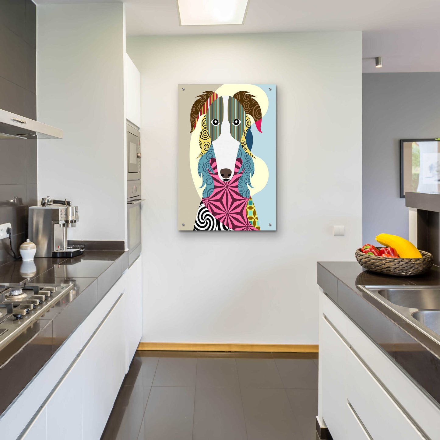 Epic Art 'Borzoi Russian Wolfhound' by Lanre Adefioyue, Acrylic Glass Wall Art,24x36