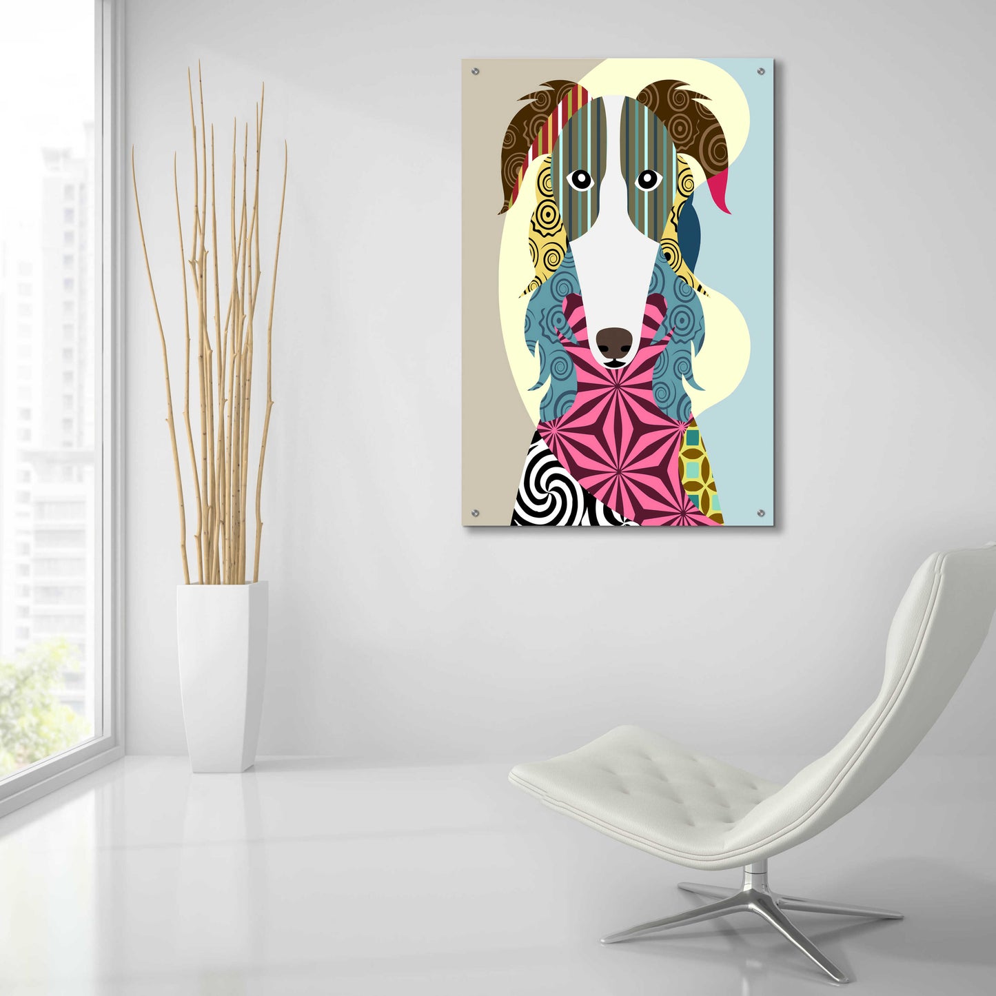 Epic Art 'Borzoi Russian Wolfhound' by Lanre Adefioyue, Acrylic Glass Wall Art,24x36