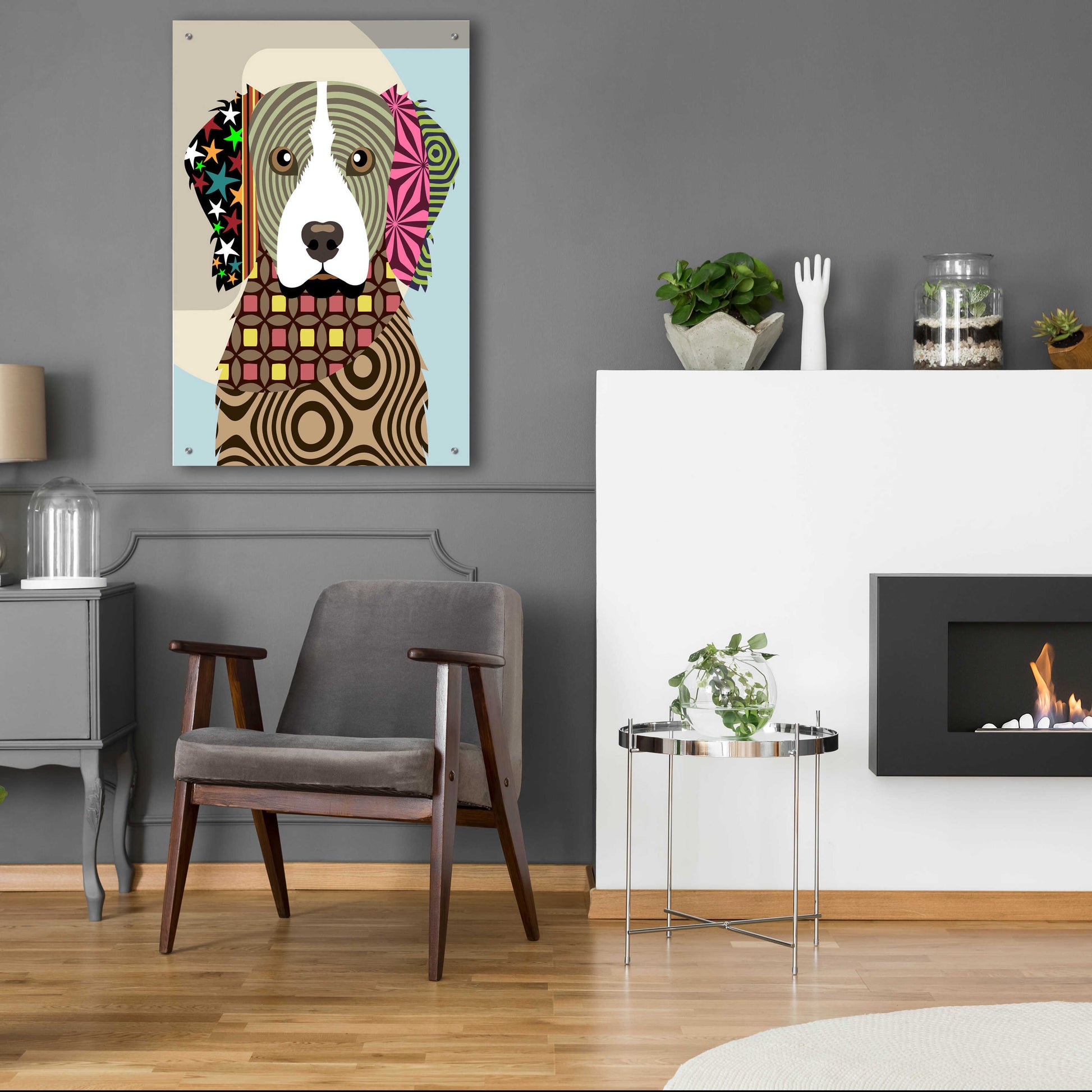 Epic Art 'Brittany Spaniel' by Lanre Adefioyue, Acrylic Glass Wall Art,24x36