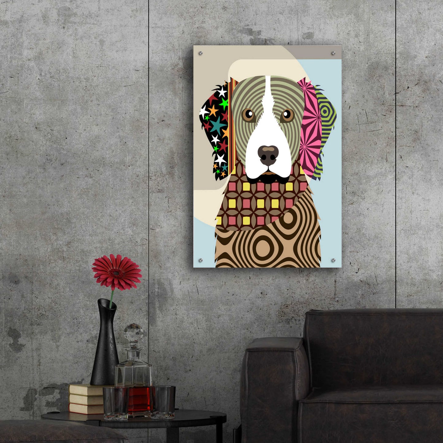 Epic Art 'Brittany Spaniel' by Lanre Adefioyue, Acrylic Glass Wall Art,24x36