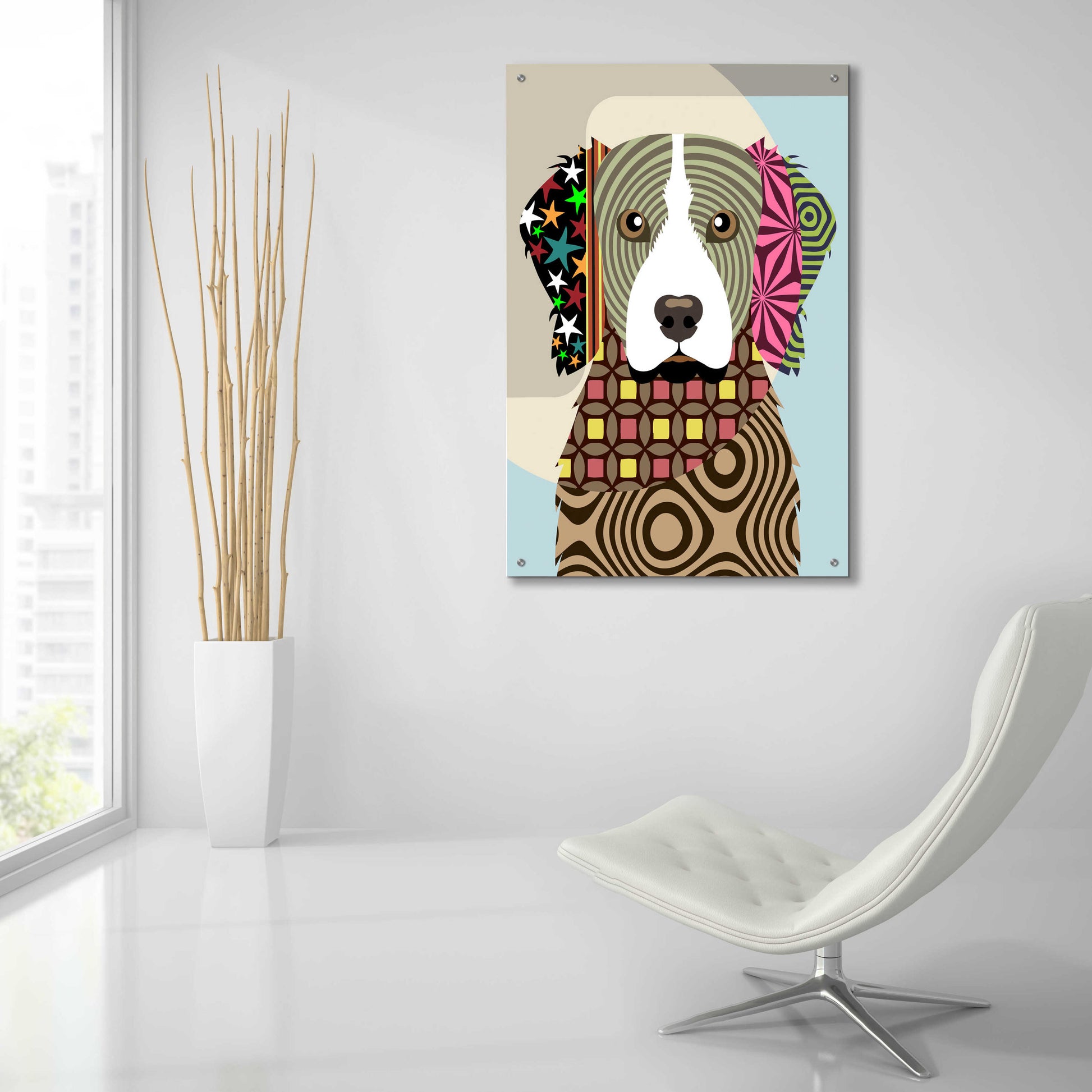 Epic Art 'Brittany Spaniel' by Lanre Adefioyue, Acrylic Glass Wall Art,24x36