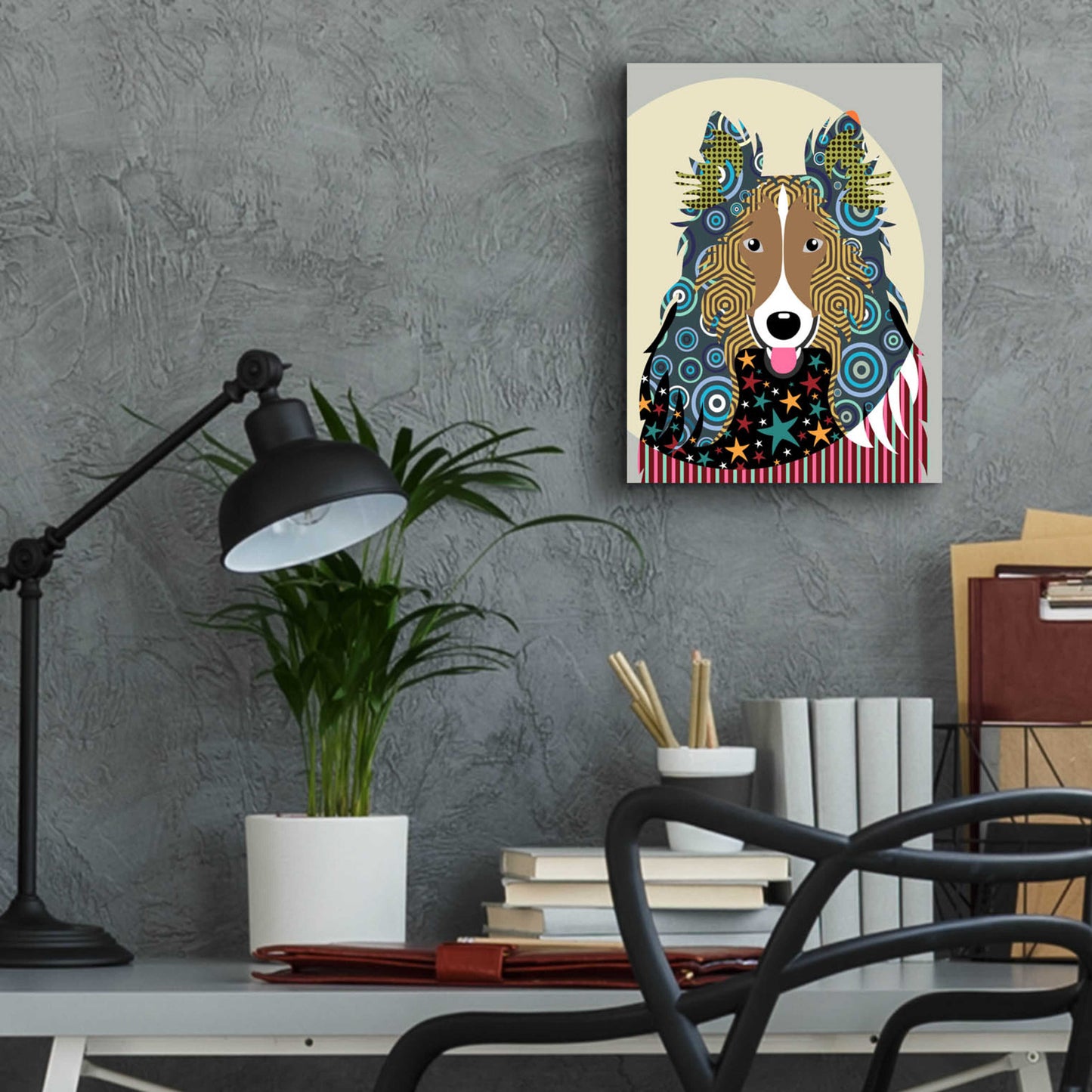 Epic Art 'Rough Collie' by Lanre Adefioyue, Acrylic Glass Wall Art,12x16