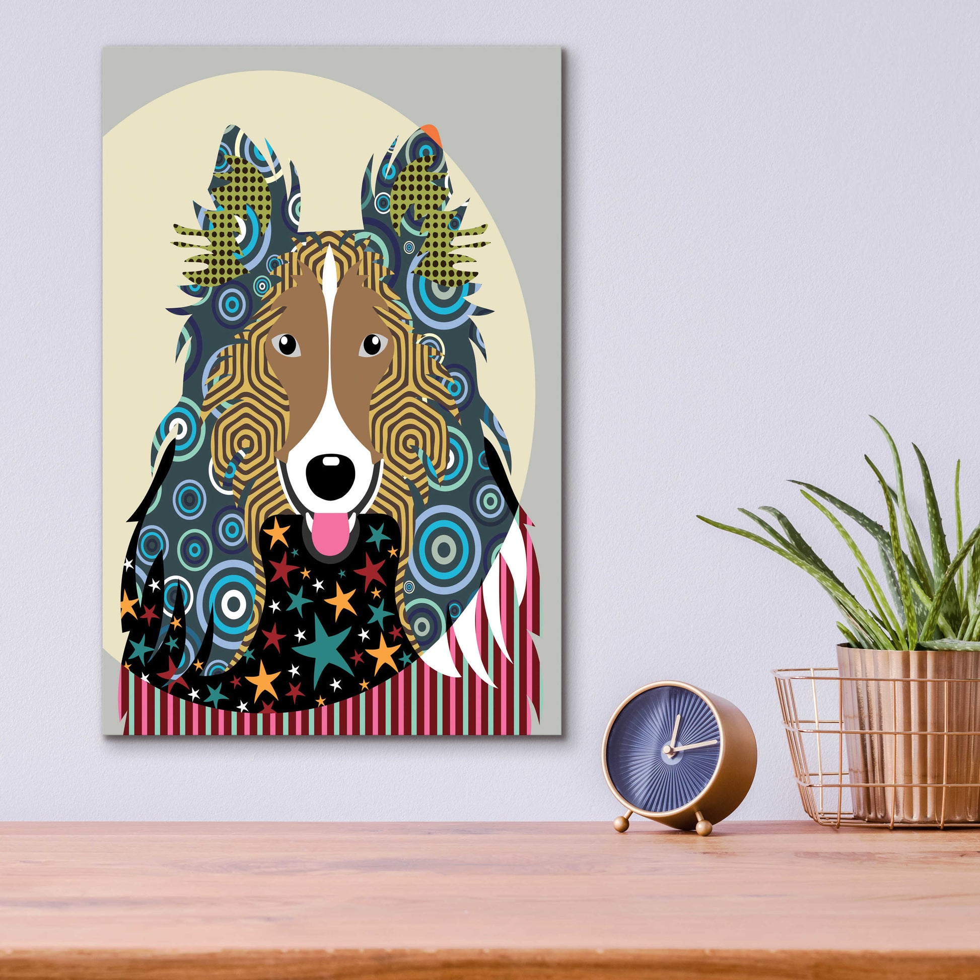 Epic Art 'Rough Collie' by Lanre Adefioyue, Acrylic Glass Wall Art,12x16