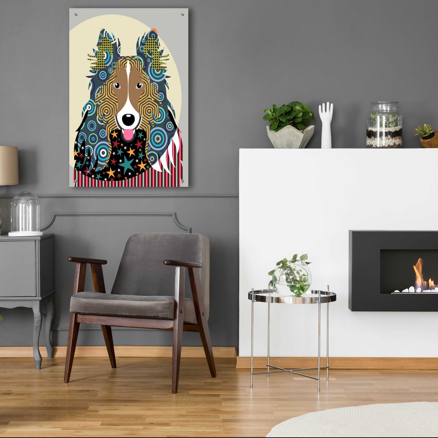 Epic Art 'Rough Collie' by Lanre Adefioyue, Acrylic Glass Wall Art,24x36