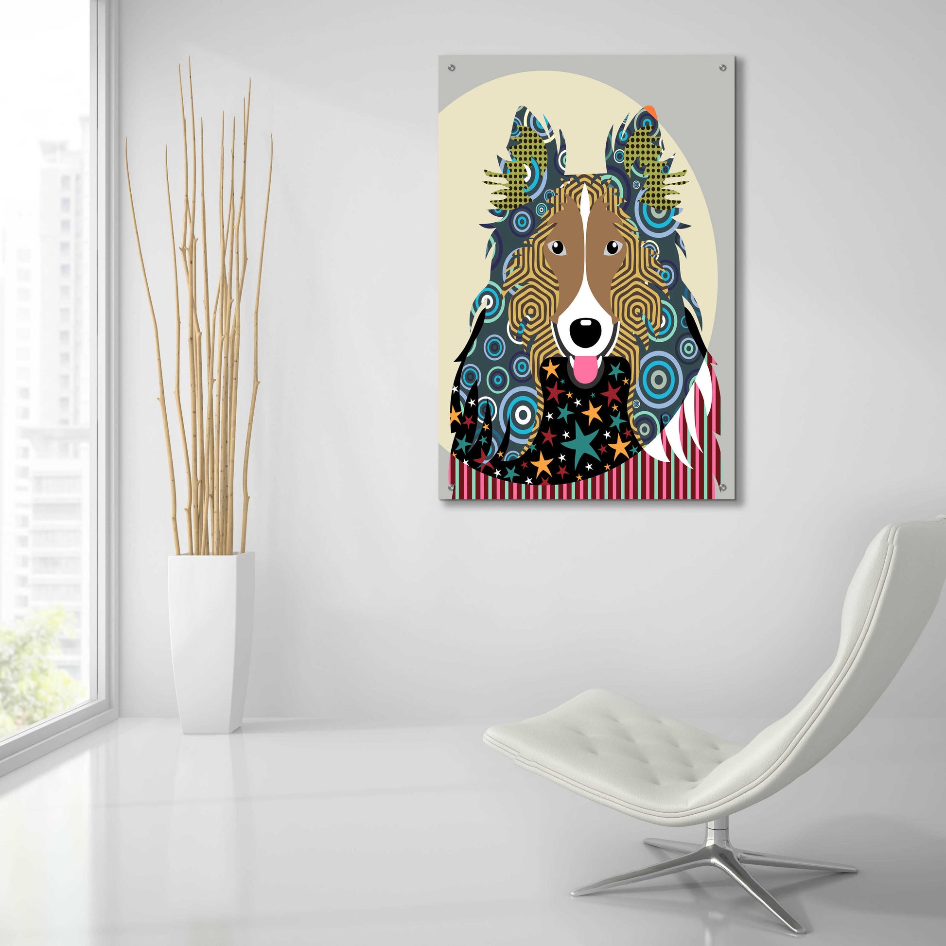 Epic Art 'Rough Collie' by Lanre Adefioyue, Acrylic Glass Wall Art,24x36