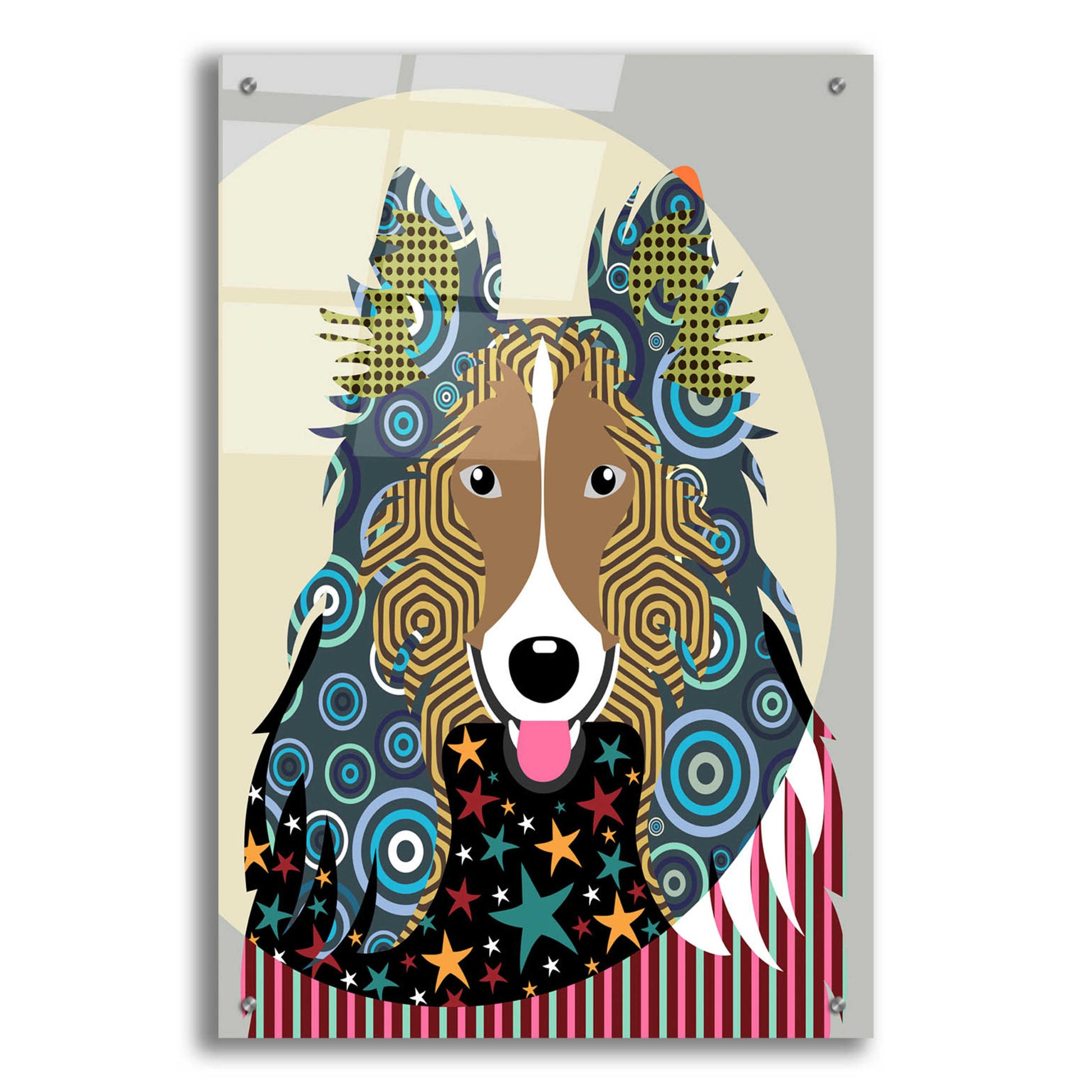 Epic Art 'Rough Collie' by Lanre Adefioyue, Acrylic Glass Wall Art,24x36