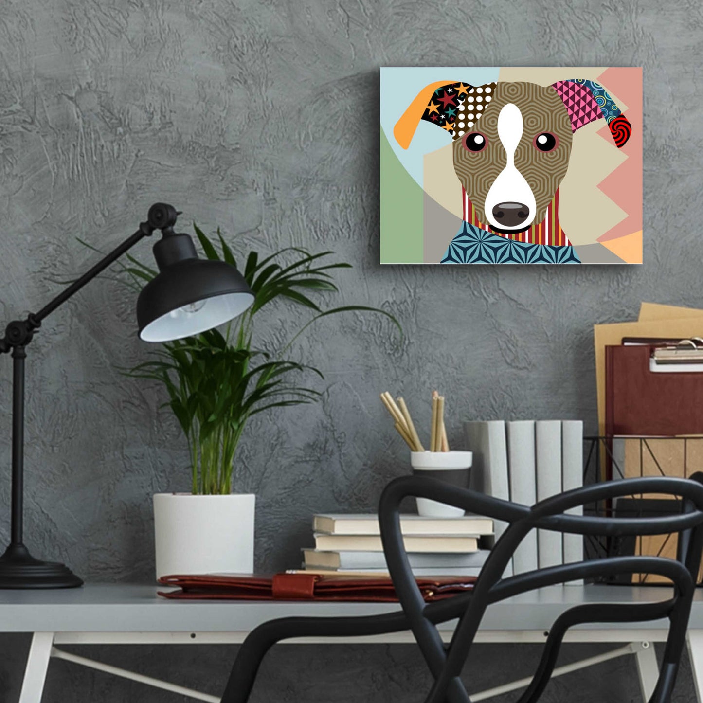 Epic Art 'Whippet' by Lanre Adefioyue, Acrylic Glass Wall Art,16x12