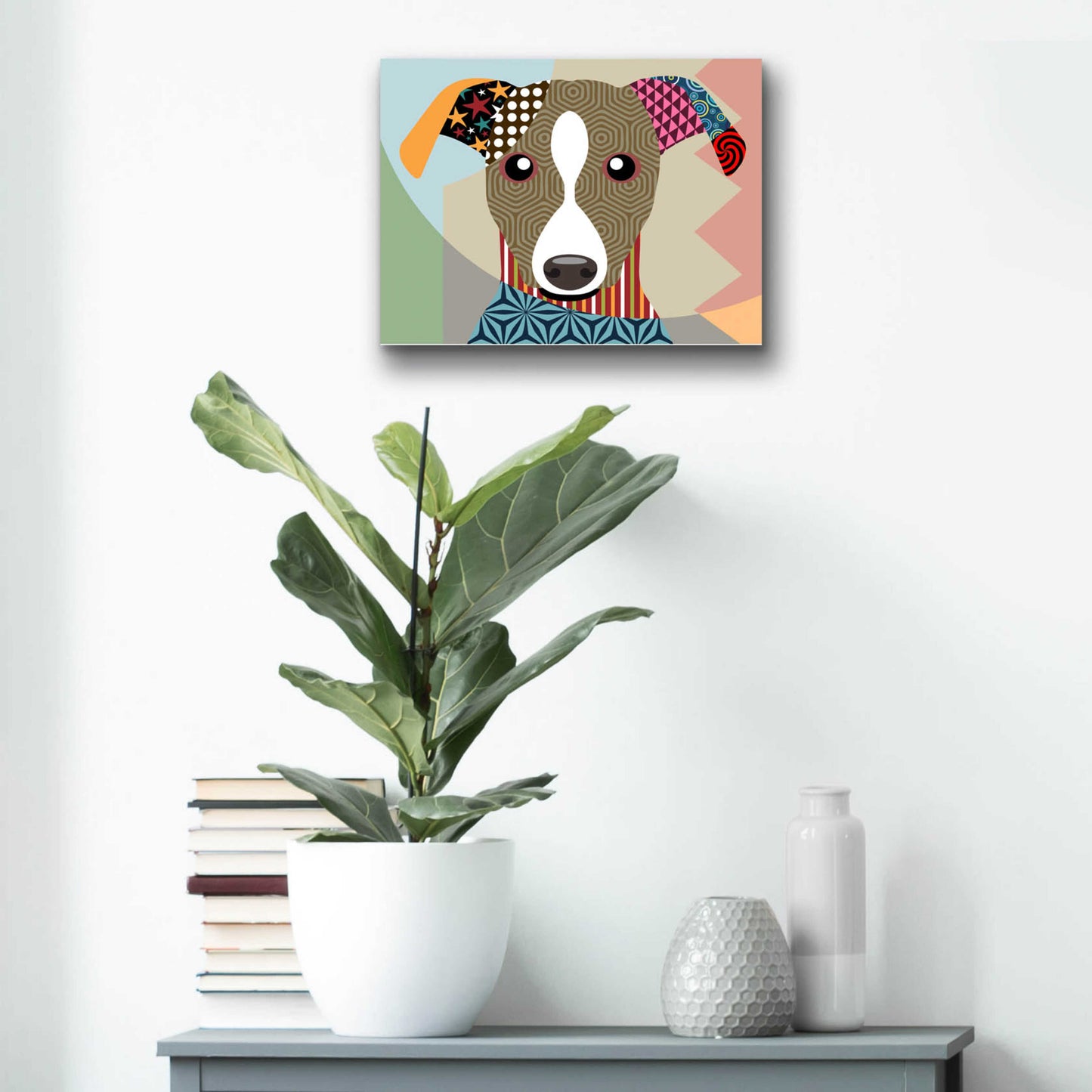 Epic Art 'Whippet' by Lanre Adefioyue, Acrylic Glass Wall Art,16x12