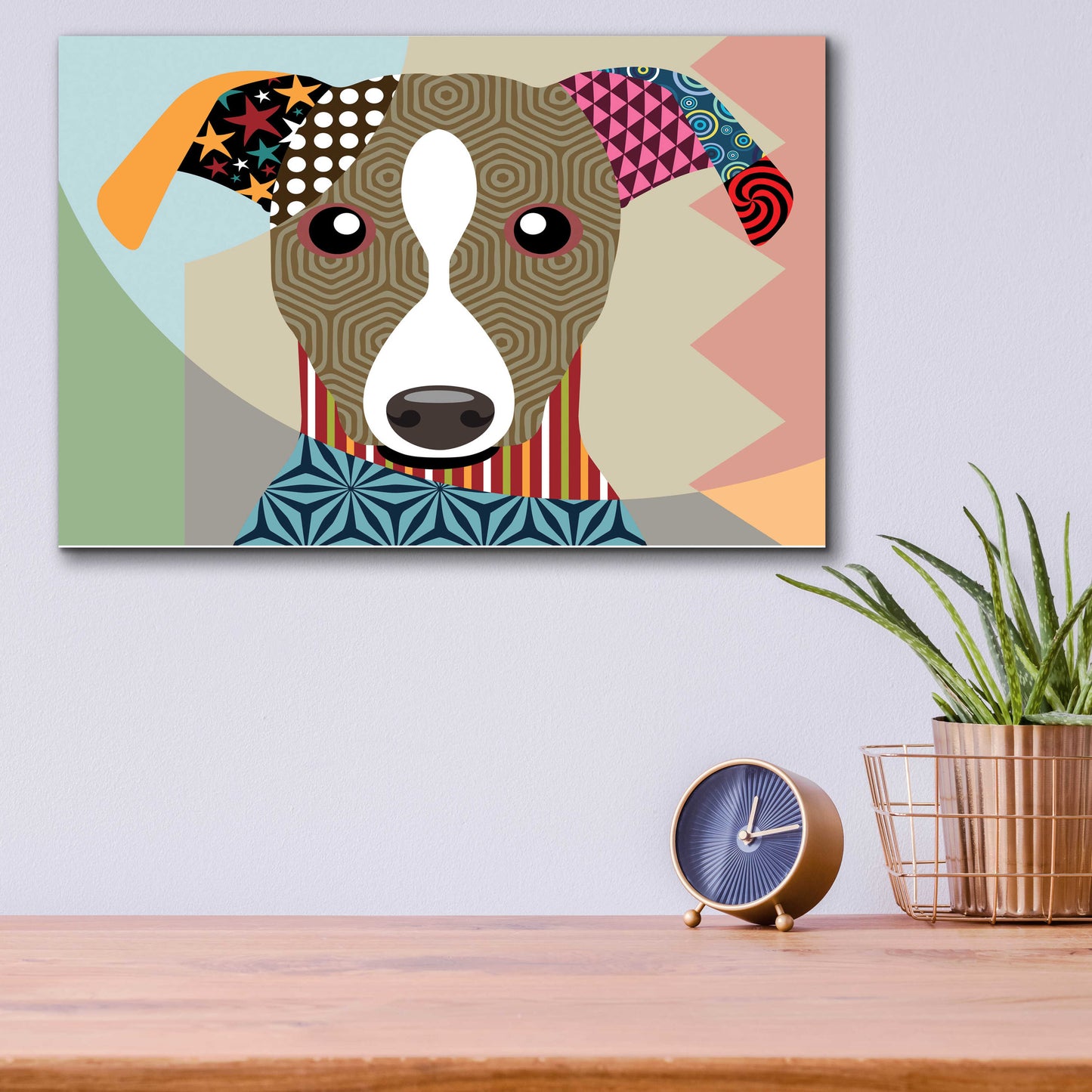 Epic Art 'Whippet' by Lanre Adefioyue, Acrylic Glass Wall Art,16x12