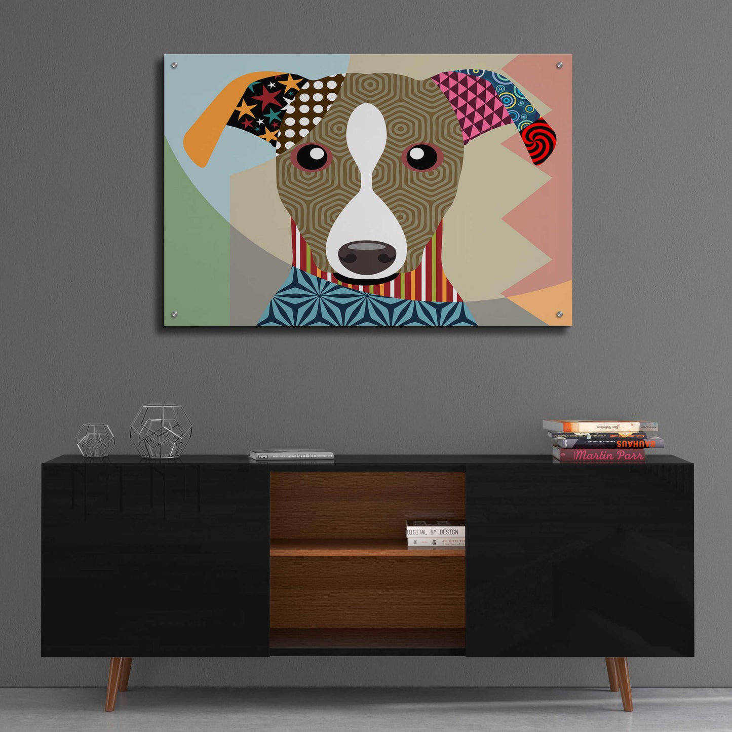 Epic Art 'Whippet' by Lanre Adefioyue, Acrylic Glass Wall Art,36x24