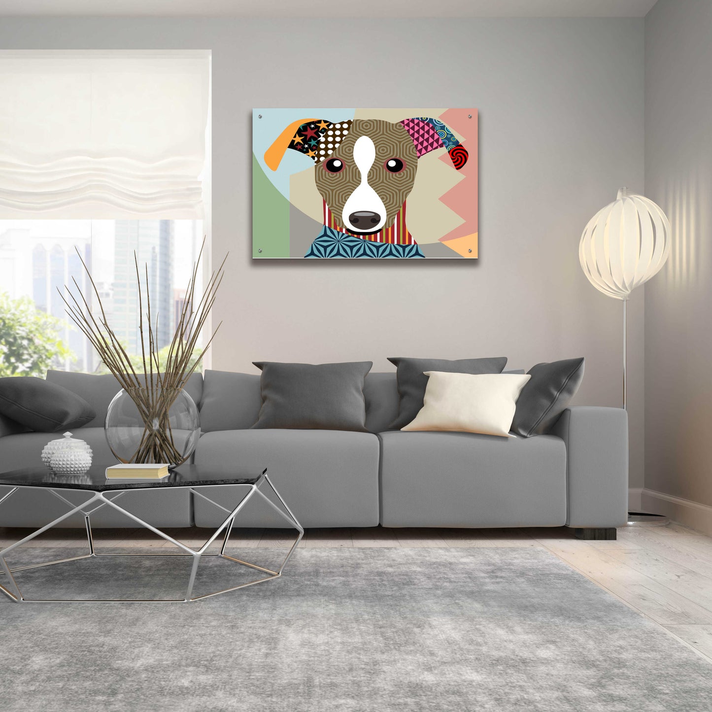 Epic Art 'Whippet' by Lanre Adefioyue, Acrylic Glass Wall Art,36x24