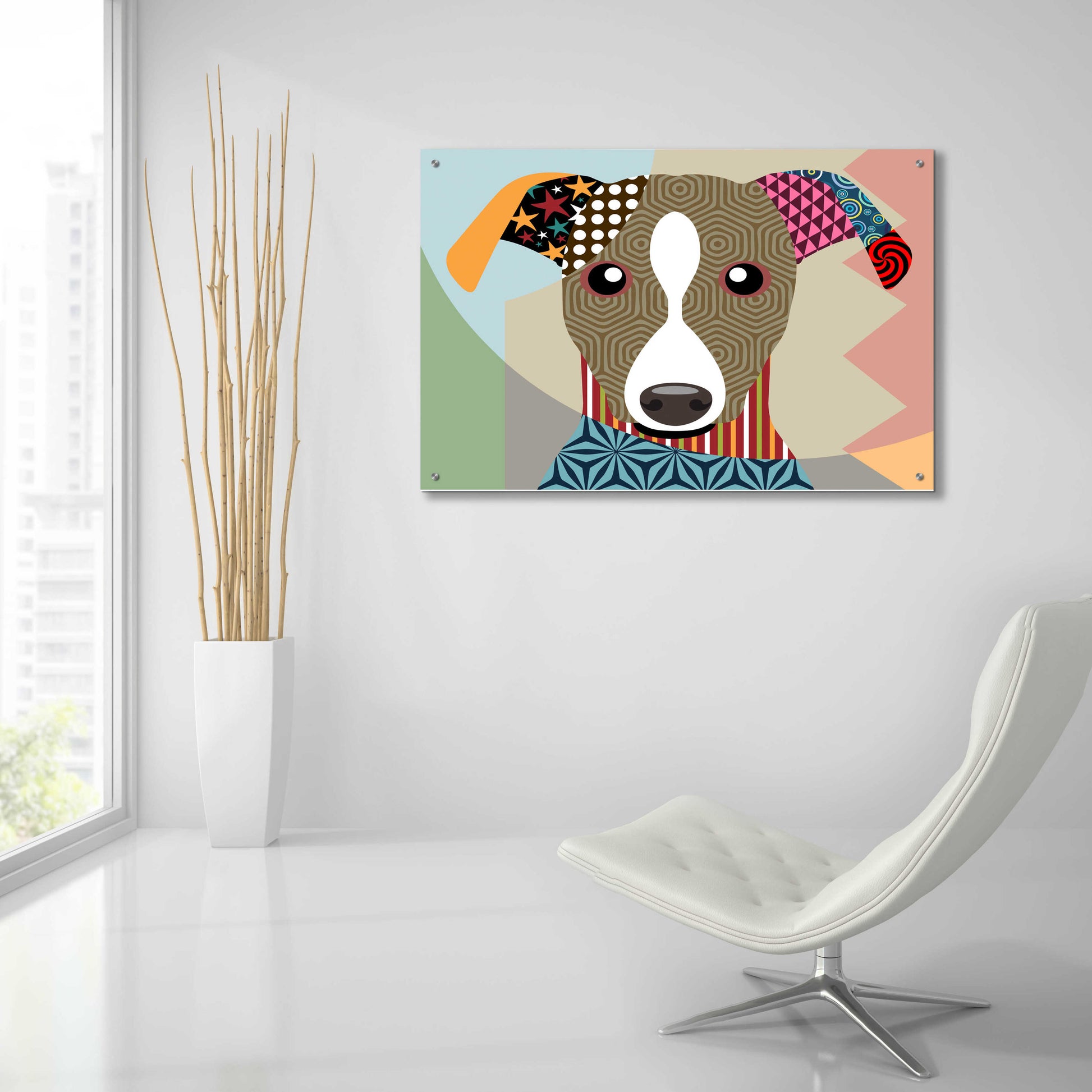 Epic Art 'Whippet' by Lanre Adefioyue, Acrylic Glass Wall Art,36x24