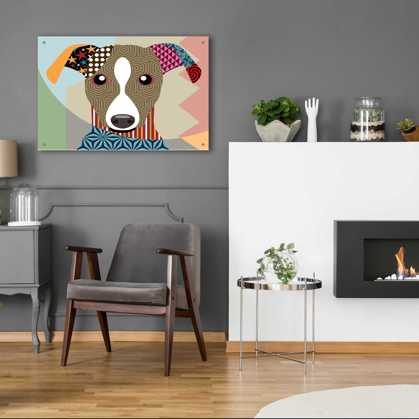 Epic Art 'Whippet' by Lanre Adefioyue, Acrylic Glass Wall Art,36x24