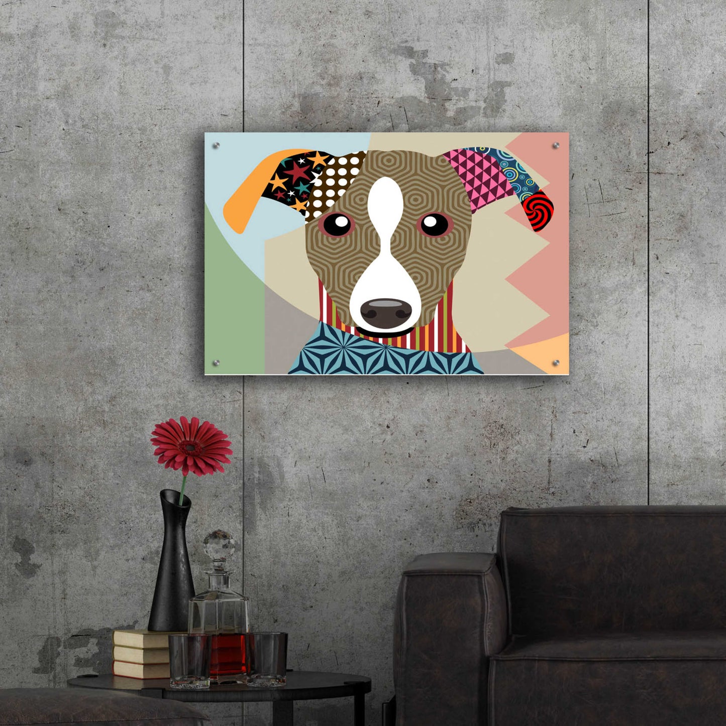 Epic Art 'Whippet' by Lanre Adefioyue, Acrylic Glass Wall Art,36x24