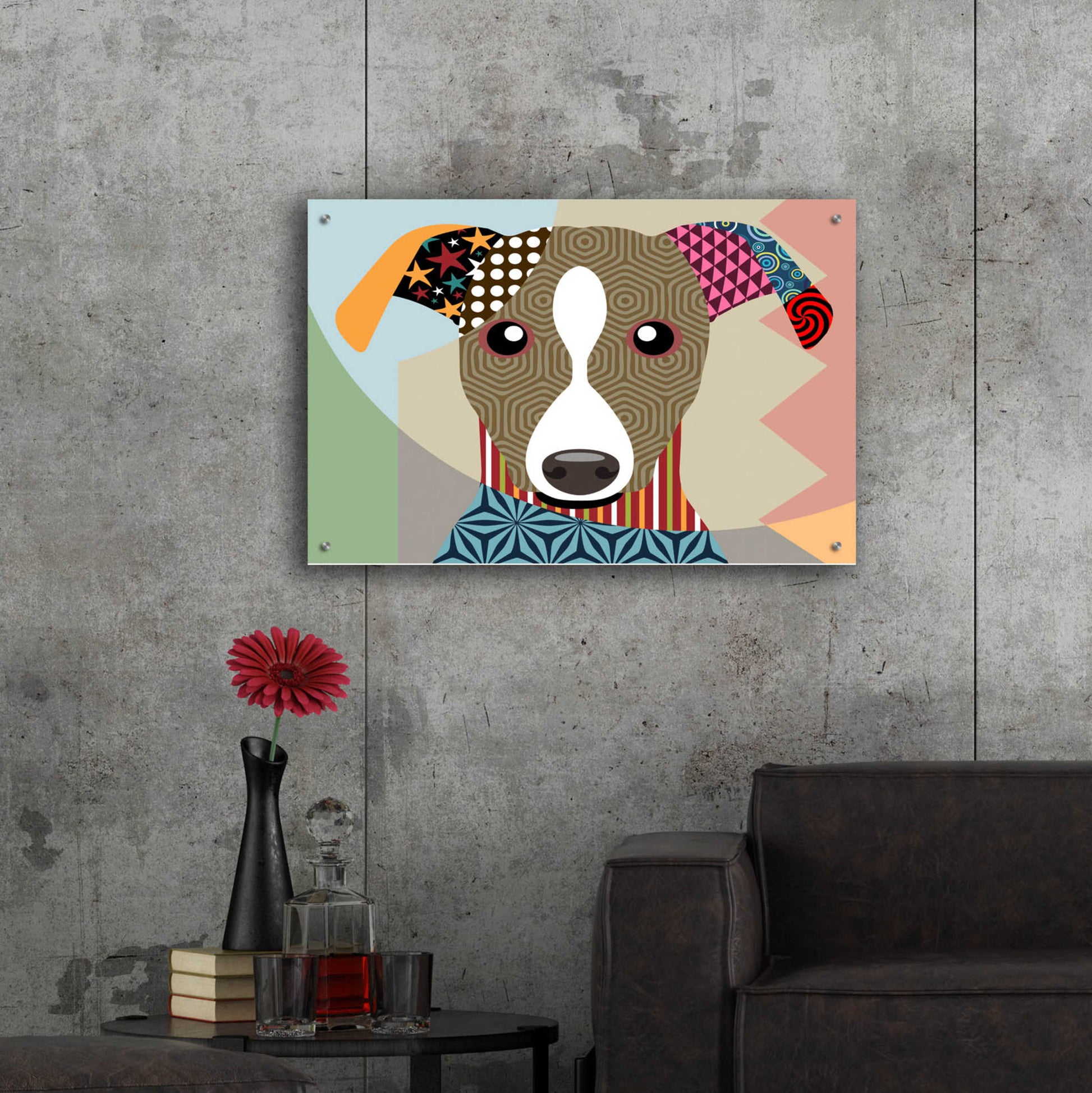 Epic Art 'Whippet' by Lanre Adefioyue, Acrylic Glass Wall Art,36x24