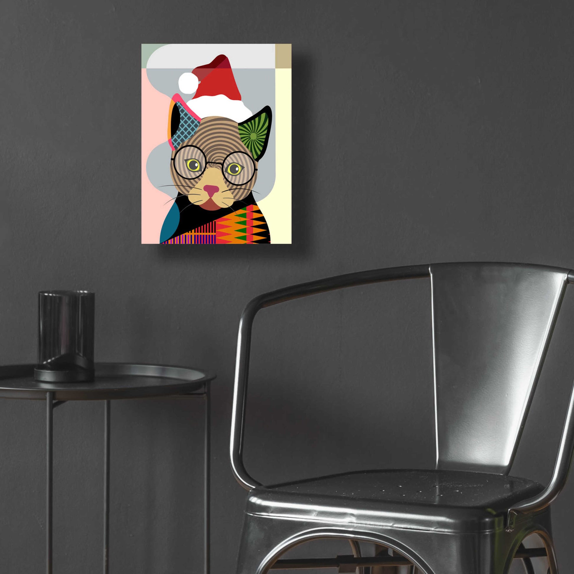 Epic Art 'Santa Kitty' by Lanre Adefioyue, Acrylic Glass Wall Art,12x16