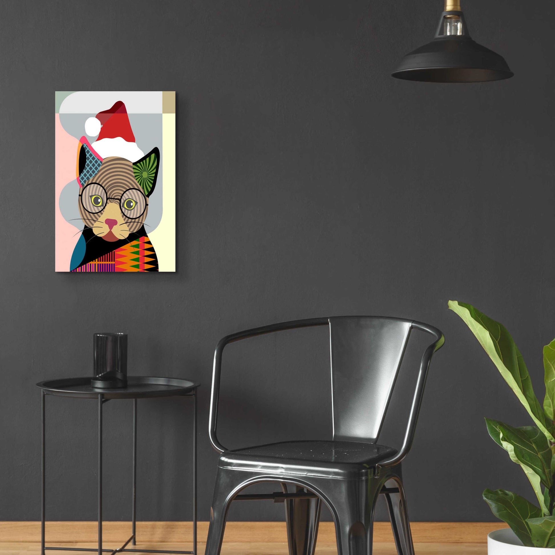 Epic Art 'Santa Kitty' by Lanre Adefioyue, Acrylic Glass Wall Art,16x24