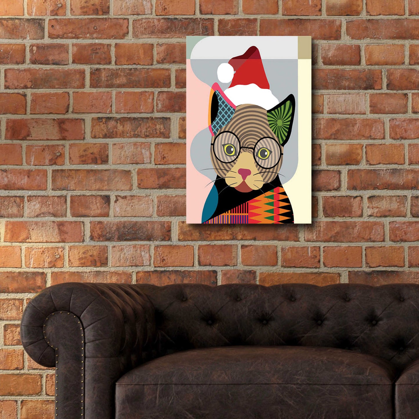 Epic Art 'Santa Kitty' by Lanre Adefioyue, Acrylic Glass Wall Art,16x24