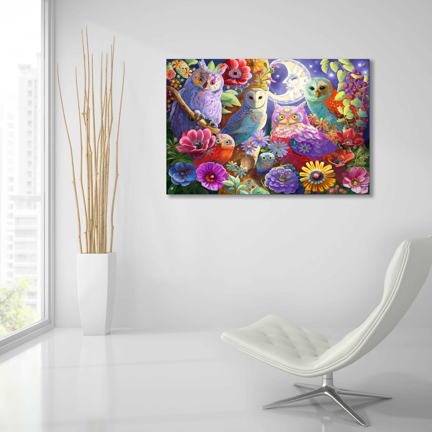 Epic Art 'Night Owl Gathering' by Laura Audi, Acrylic Glass Wall Art,36x24