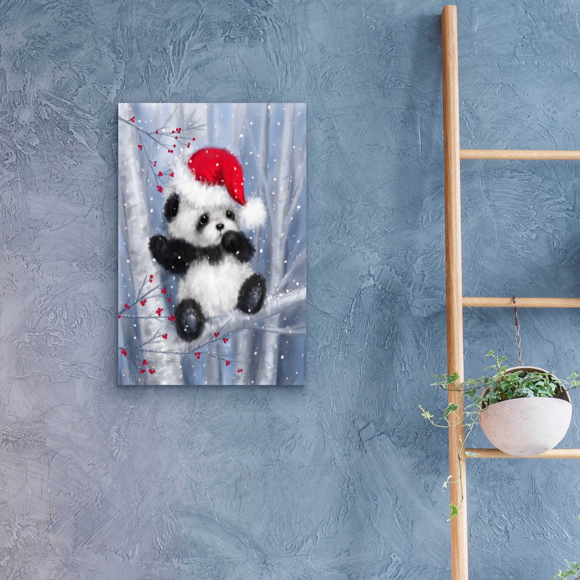 Epic Art 'Christmas Panda' by Makiko, Acrylic Glass Wall Art,16x24